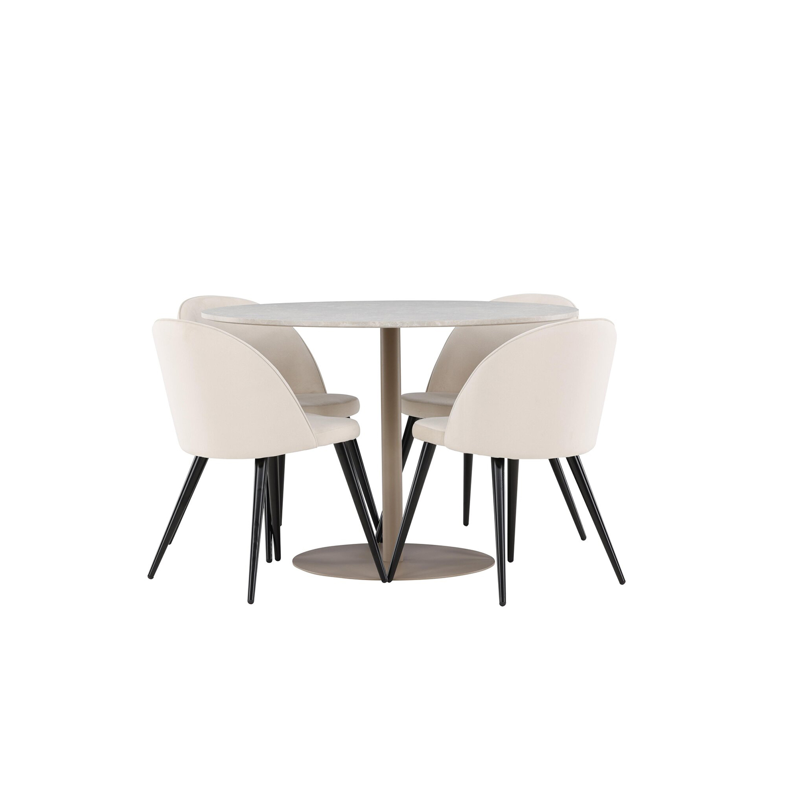 Spisegruppe Venture Home Lycke Ø110 med 4 stk Velvet Stoler