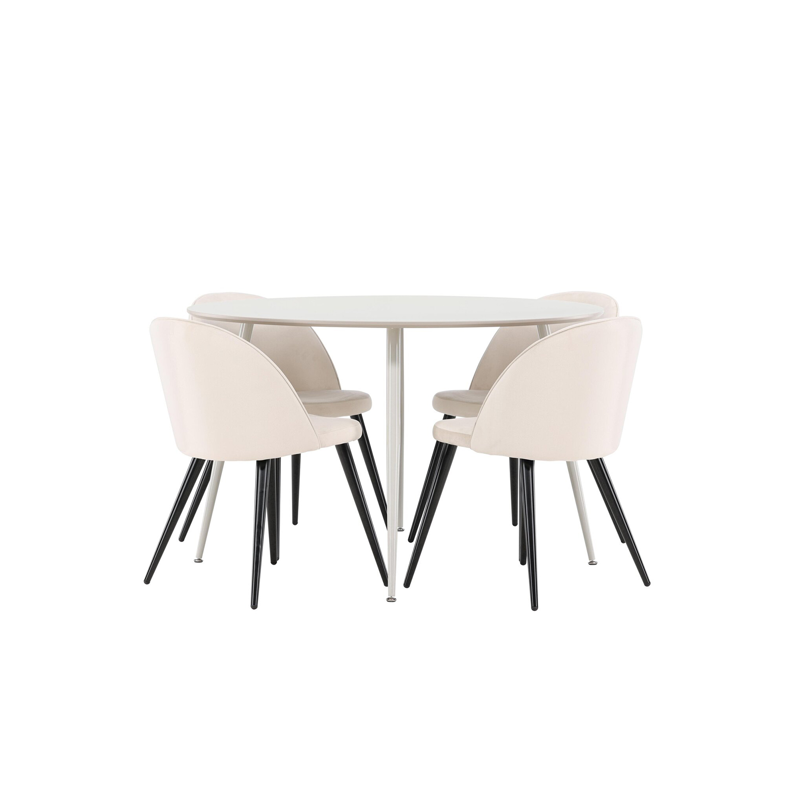 Spisegruppe Venture Home Plaza Ø120 med 4 stk Velvet Stoler