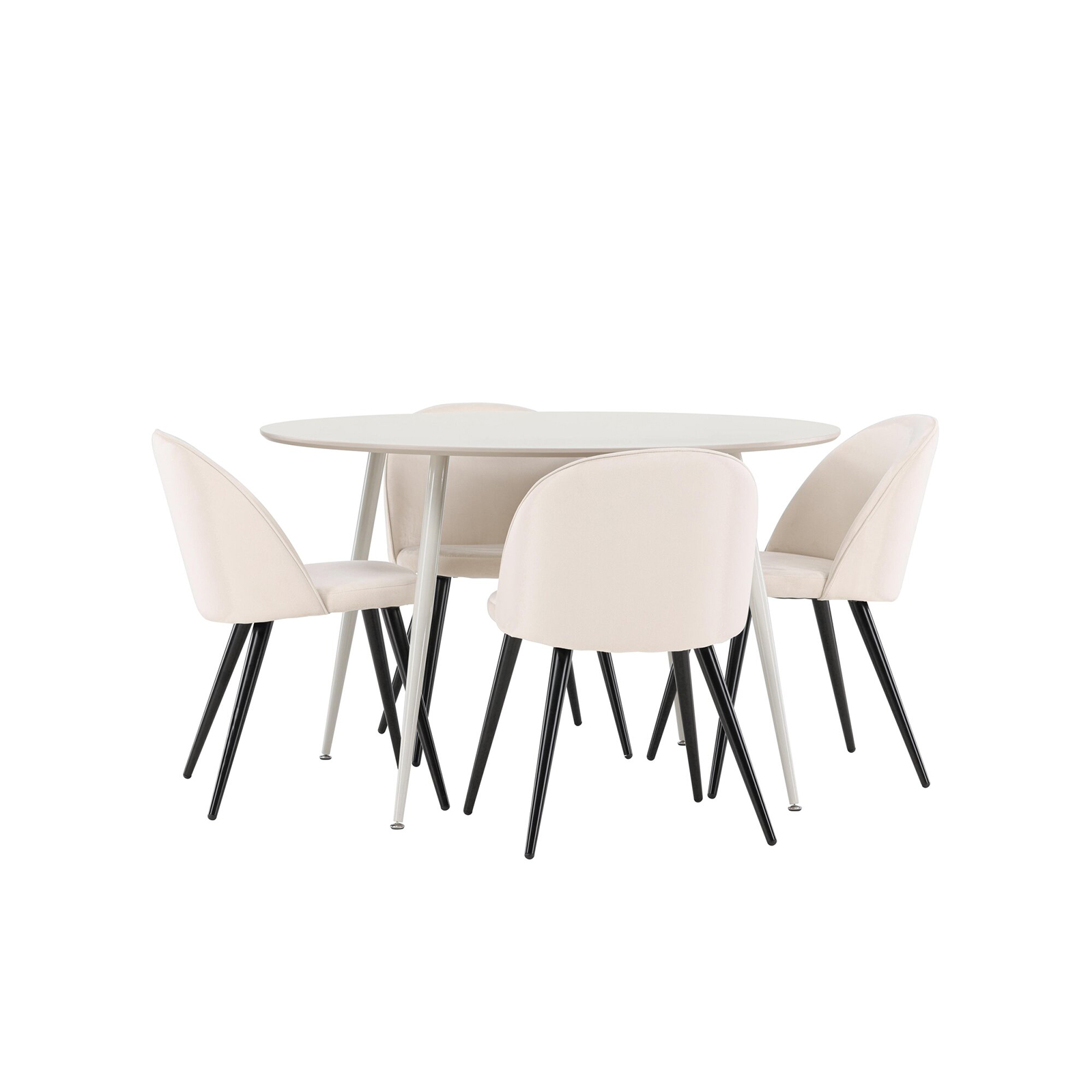 Spisegruppe Venture Home Plaza Ø120 med 4 stk Velvet Stoler