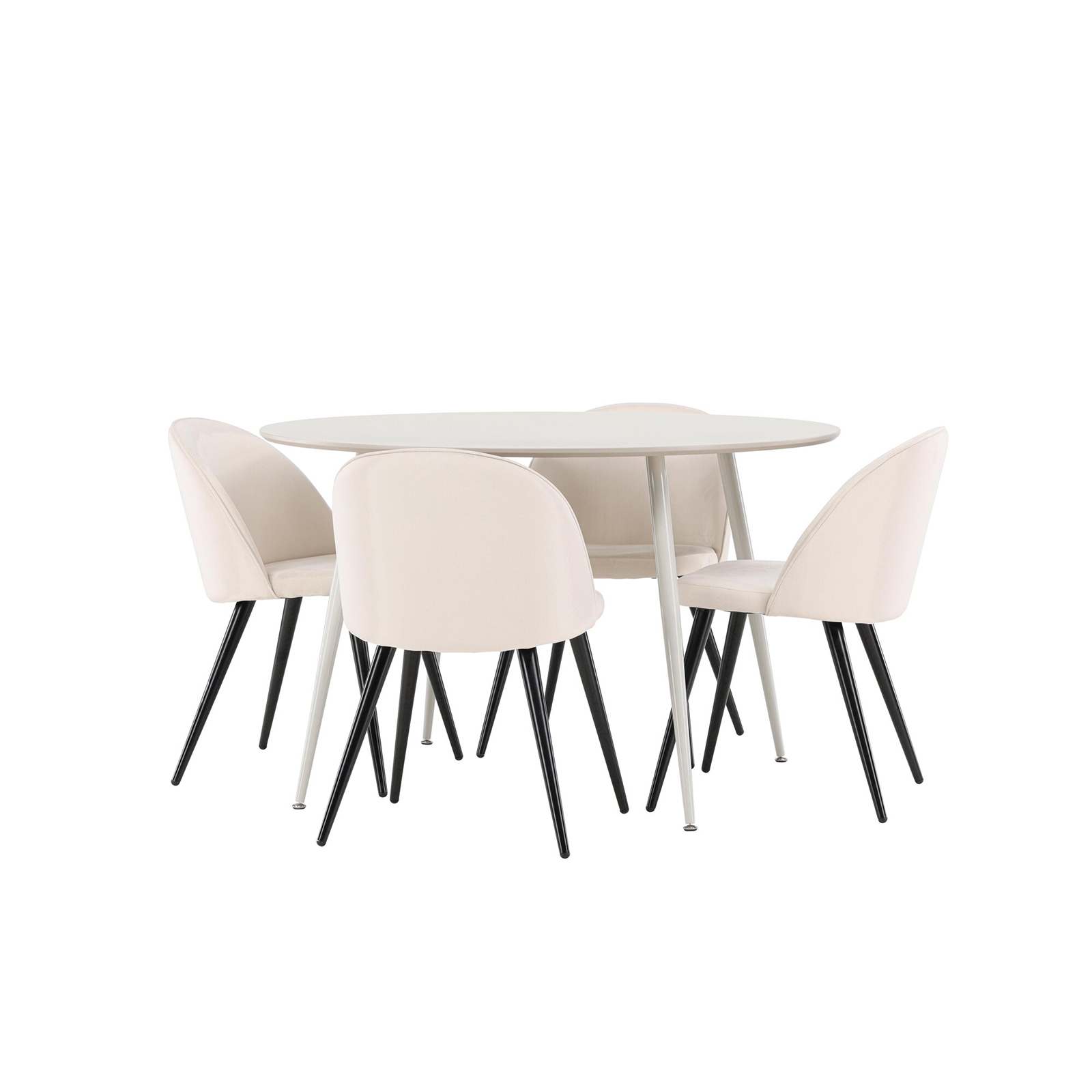 Spisegruppe Venture Home Plaza Ø120 med 4 stk Velvet Stoler