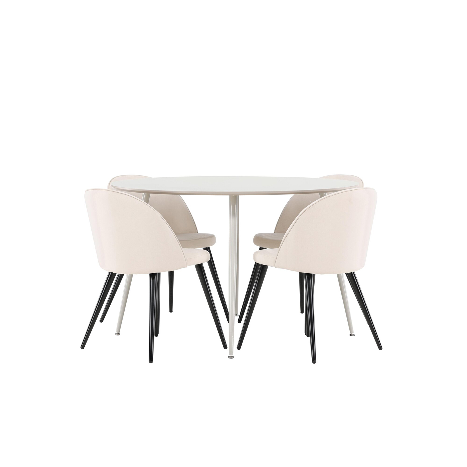 Spisegruppe Venture Home Plaza Ø120 med 4 stk Velvet Stoler