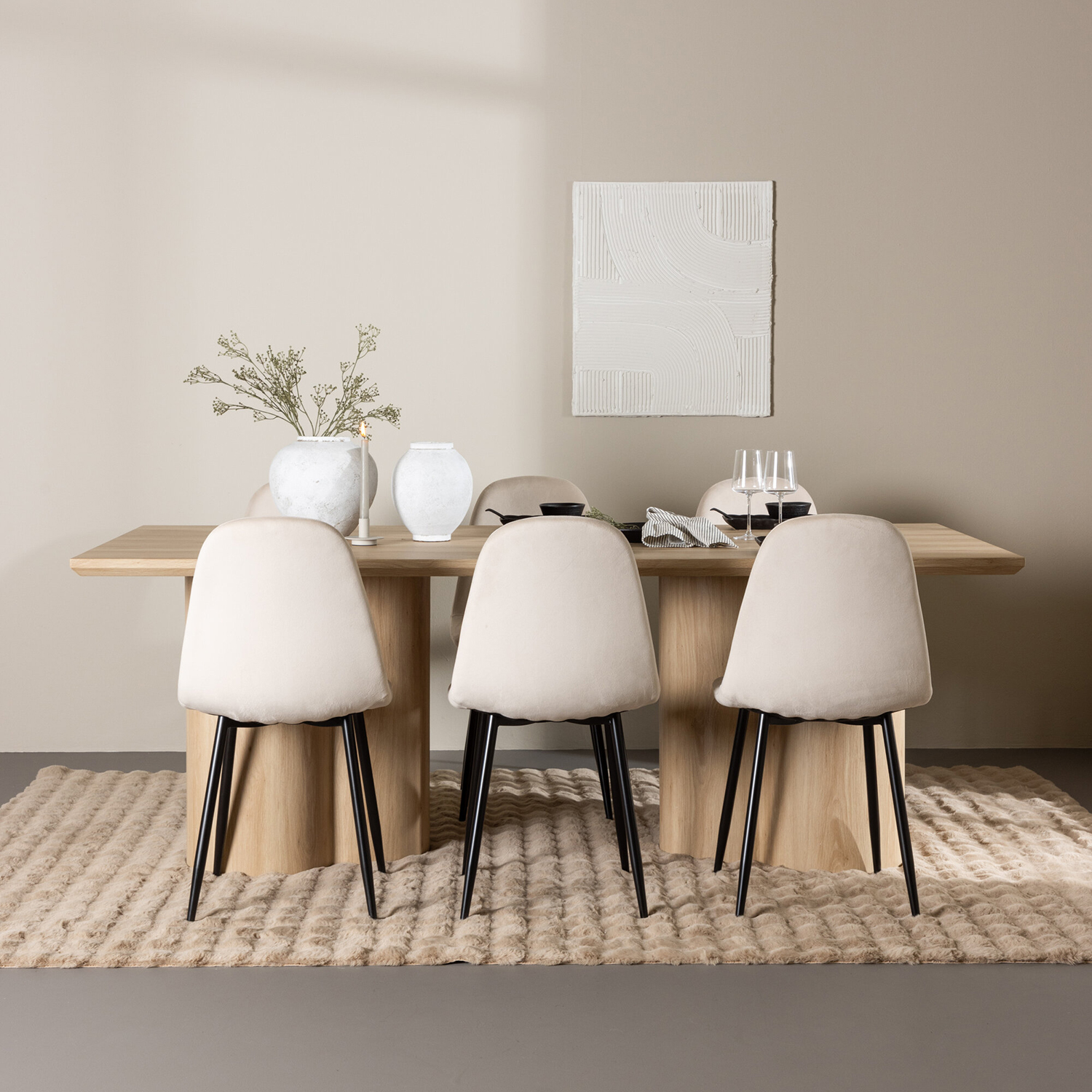 Spisegruppe Venture Home Olivia 210 med 6 stk Polar Stoler Fløyel