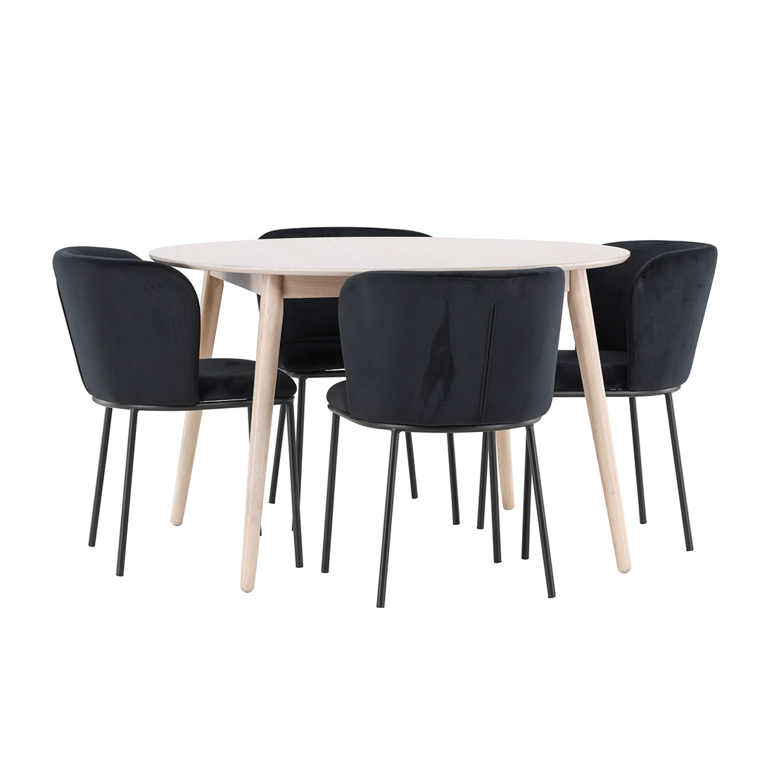 Spisegruppe Venture Home Flora Ø120 cm med 4st Edina Spisestoler