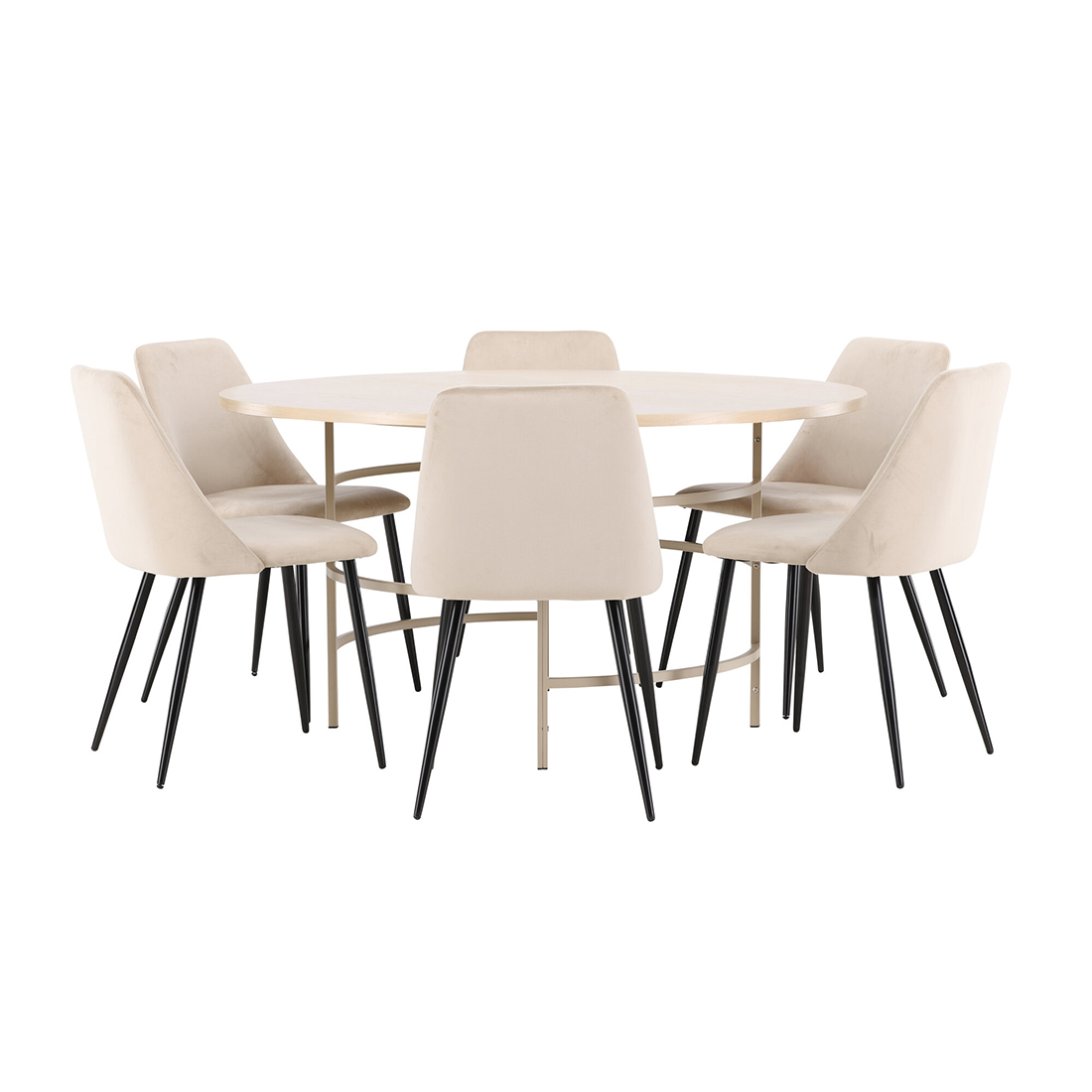 Spisegruppe Venture Home Copenhagen Ø140 cm med 6st Night Spisestoler