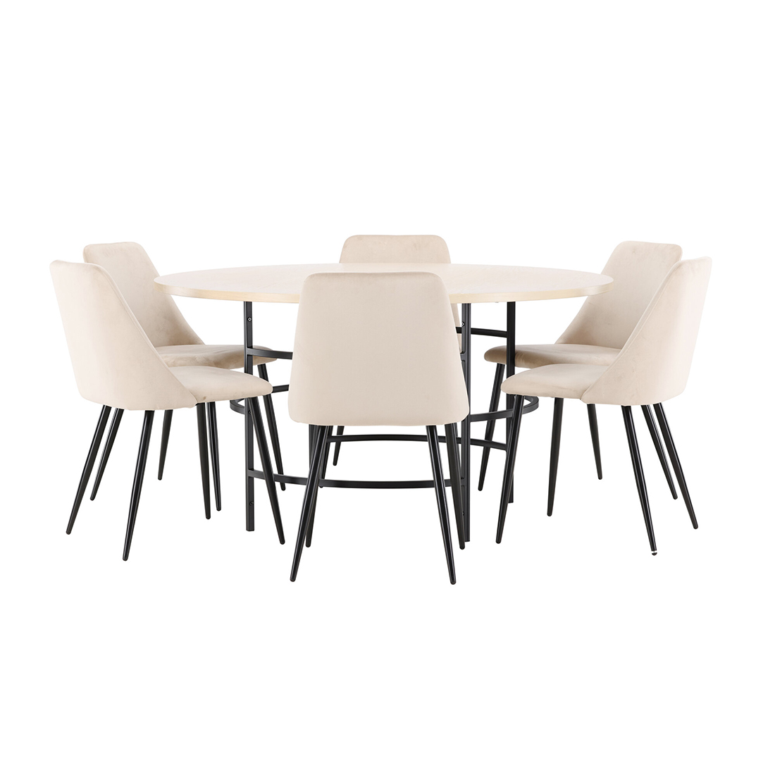 Spisegruppe Venture Home Copenhagen Ø140 cm med 6st Night Spisestoler