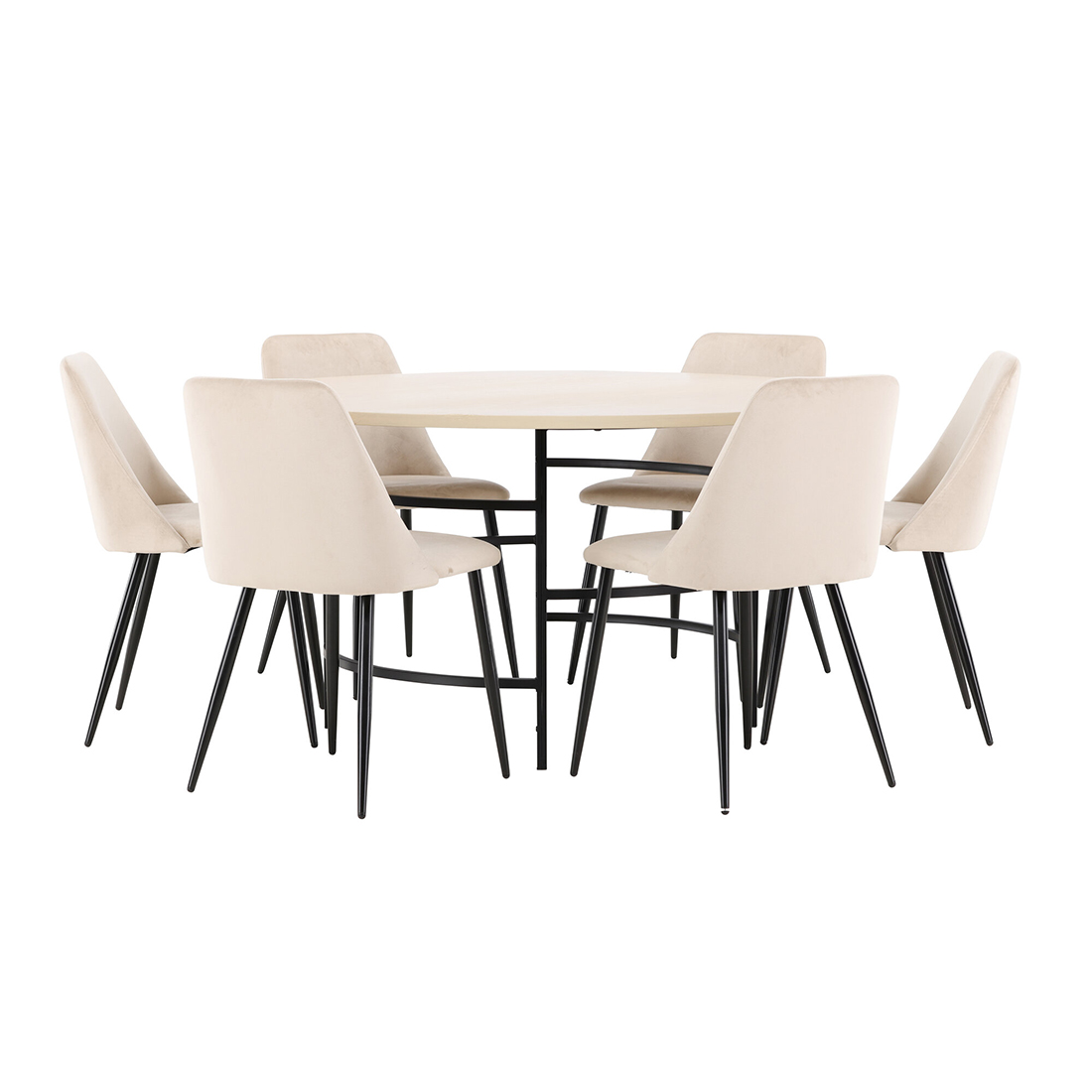 Spisegruppe Venture Home Copenhagen Ø140 cm med 6st Night Spisestoler