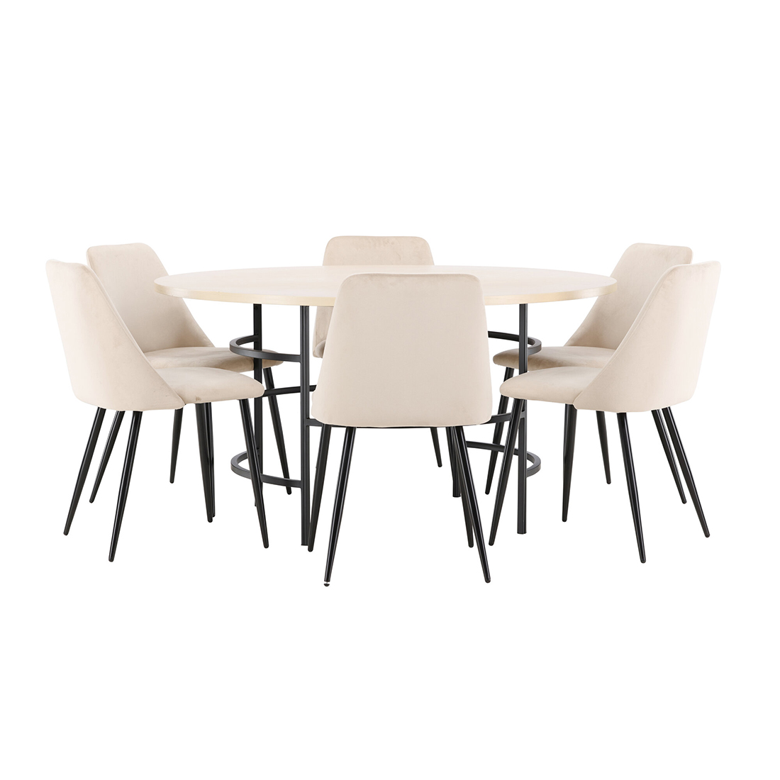 Spisegruppe Venture Home Copenhagen Ø140 cm med 6st Night Spisestoler