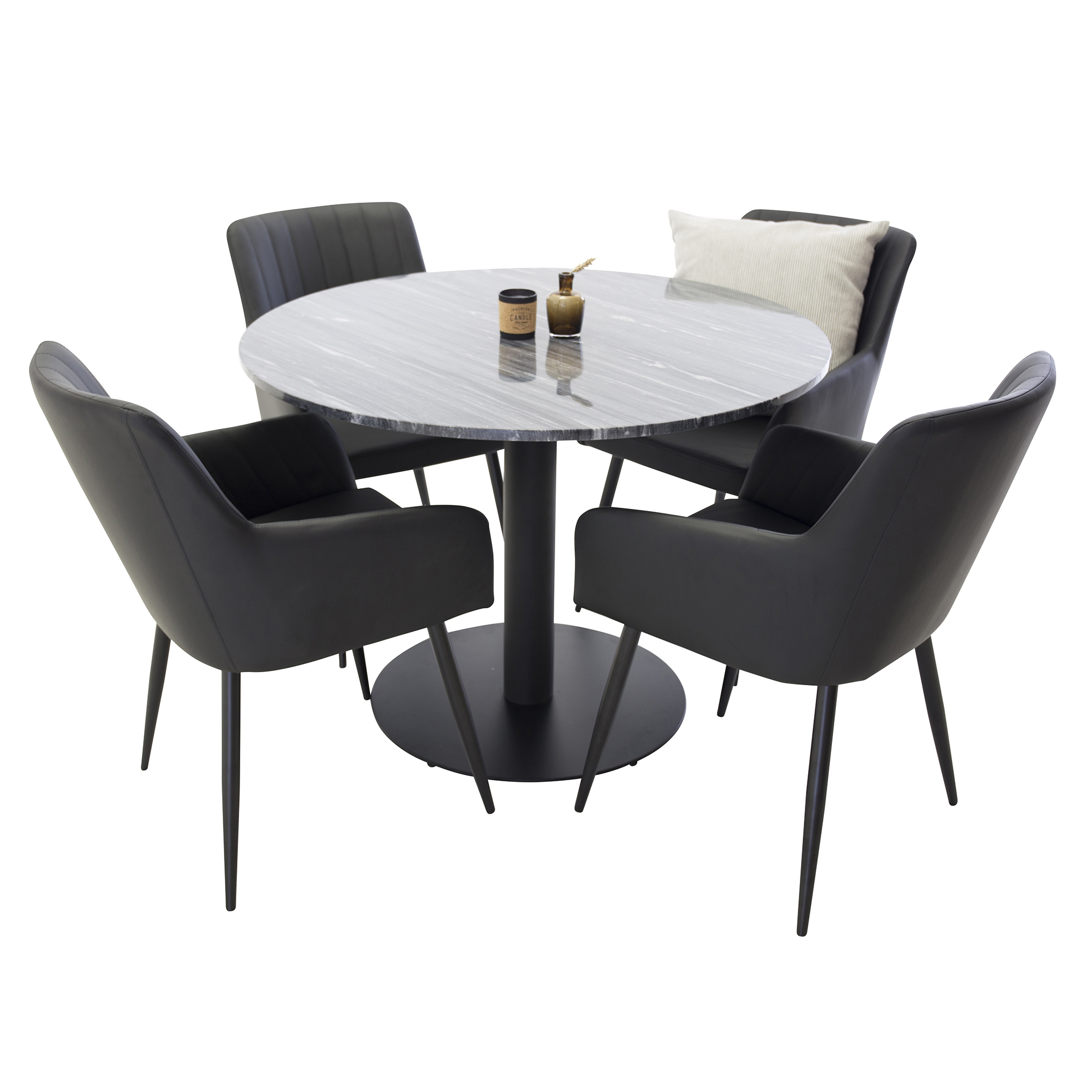 Matgrupp Venture Home Estelle med 4 Corina Stolar Konstläder Svart
