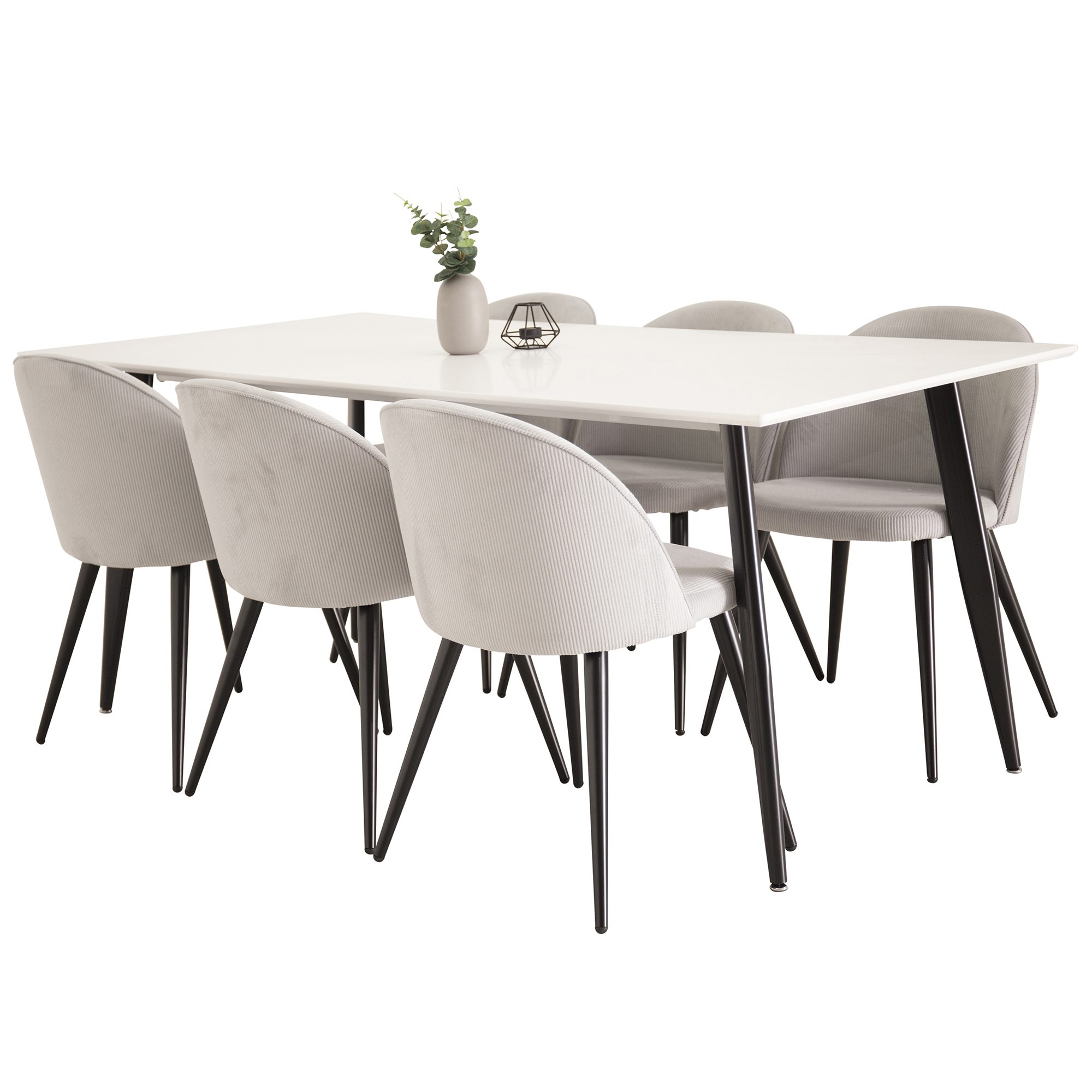 Spisegruppe Venture Home Pobbie med 6 Valentina Stoler Manchester