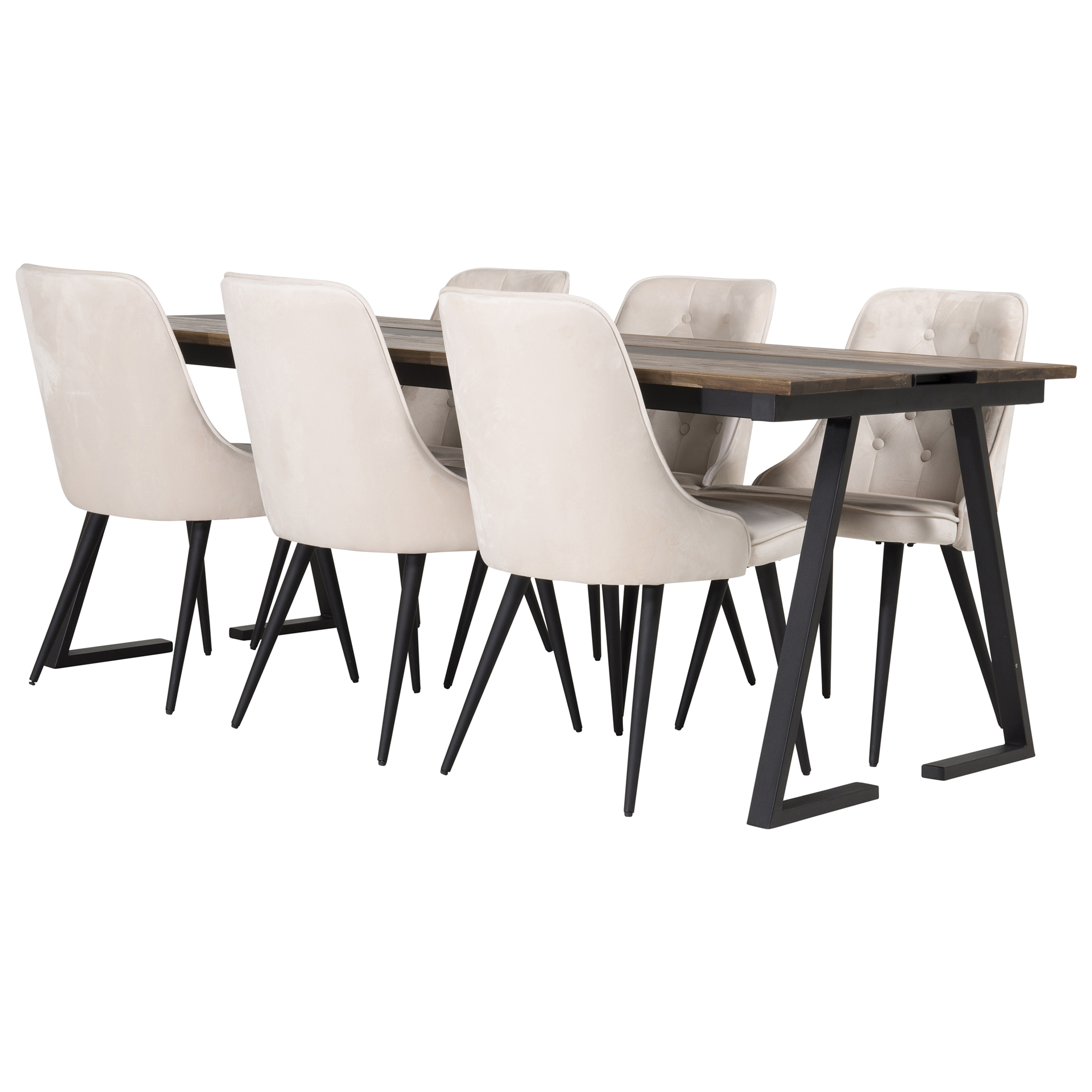 Spisegruppe Venture Home Jane med 6 Vera Stoler Fløyel