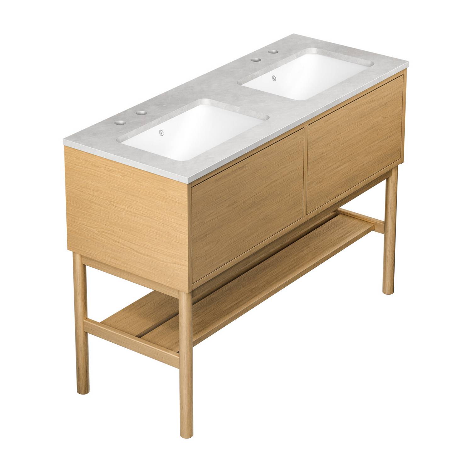 tvättställskåp gustavsberg ducentic 120 cm med stenbänkskiva, underlimmade tvättställ och benställning