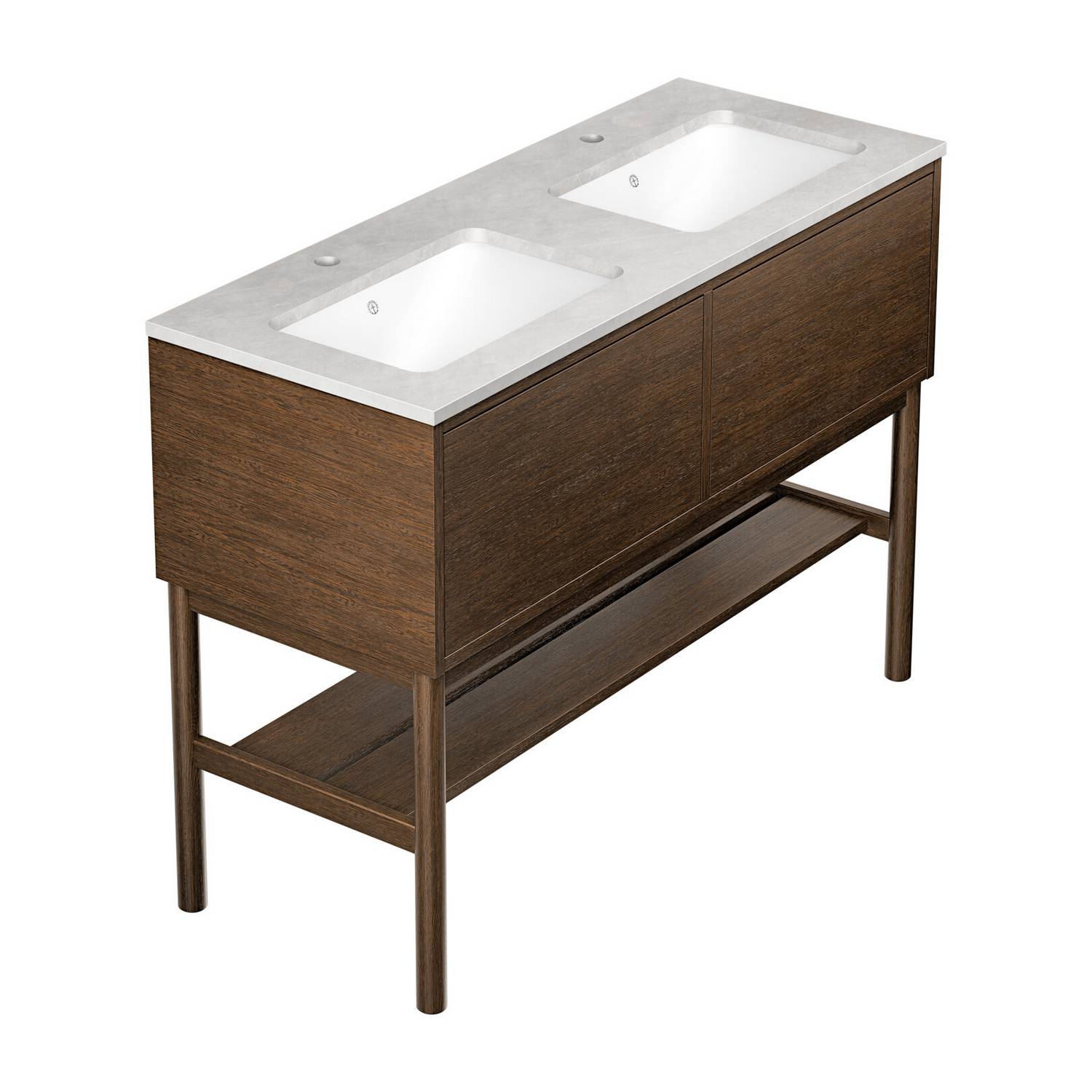 tvättställskåp gustavsberg ducentic 120 cm med stenbänkskiva, underlimmade tvättställ och benställning