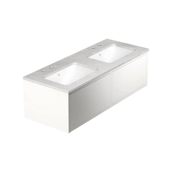 tvättställskåp gustavsberg ducentic 120 cm med stenbänkskiva och underlimmade tvättställ