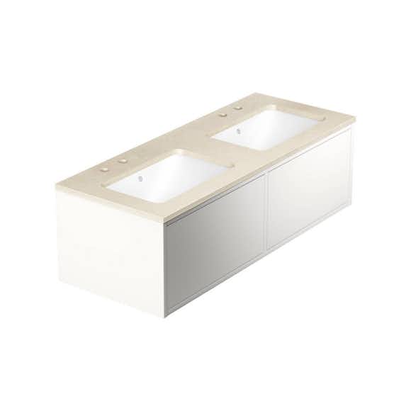 tvättställskåp gustavsberg ducentic 120 cm med stenbänkskiva och underlimmade tvättställ