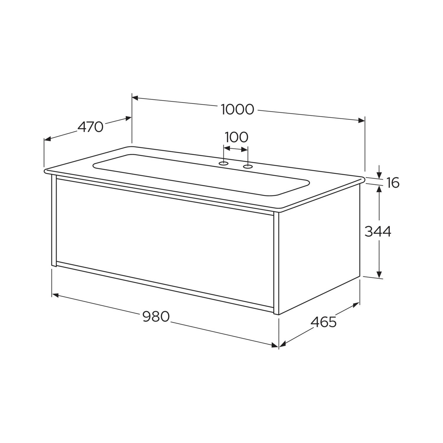 Tvättställskåp Gustavsberg Ducentic 100 cm med Tvättställ i Porslin