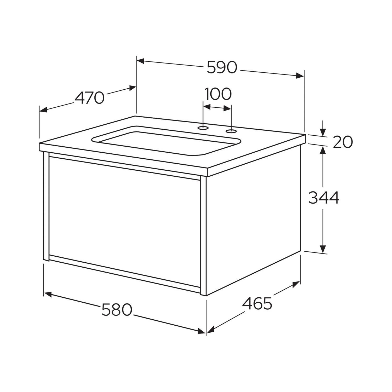 Tvättställskåp Gustavsberg Ducentic 60 cm med Stenbänkskiva och Underlimmat Tvättställ