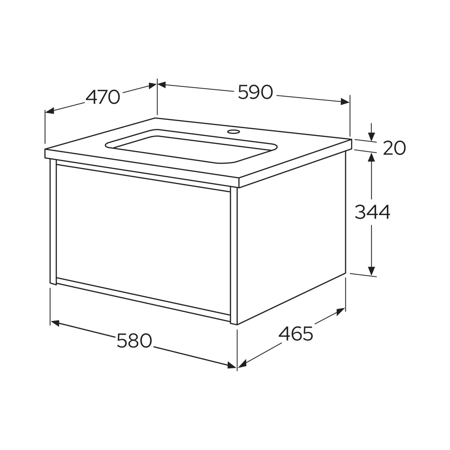 Tvättställskåp Gustavsberg Ducentic 60 cm med Stenbänkskiva, Underlimmat Tvättställ och Benställning