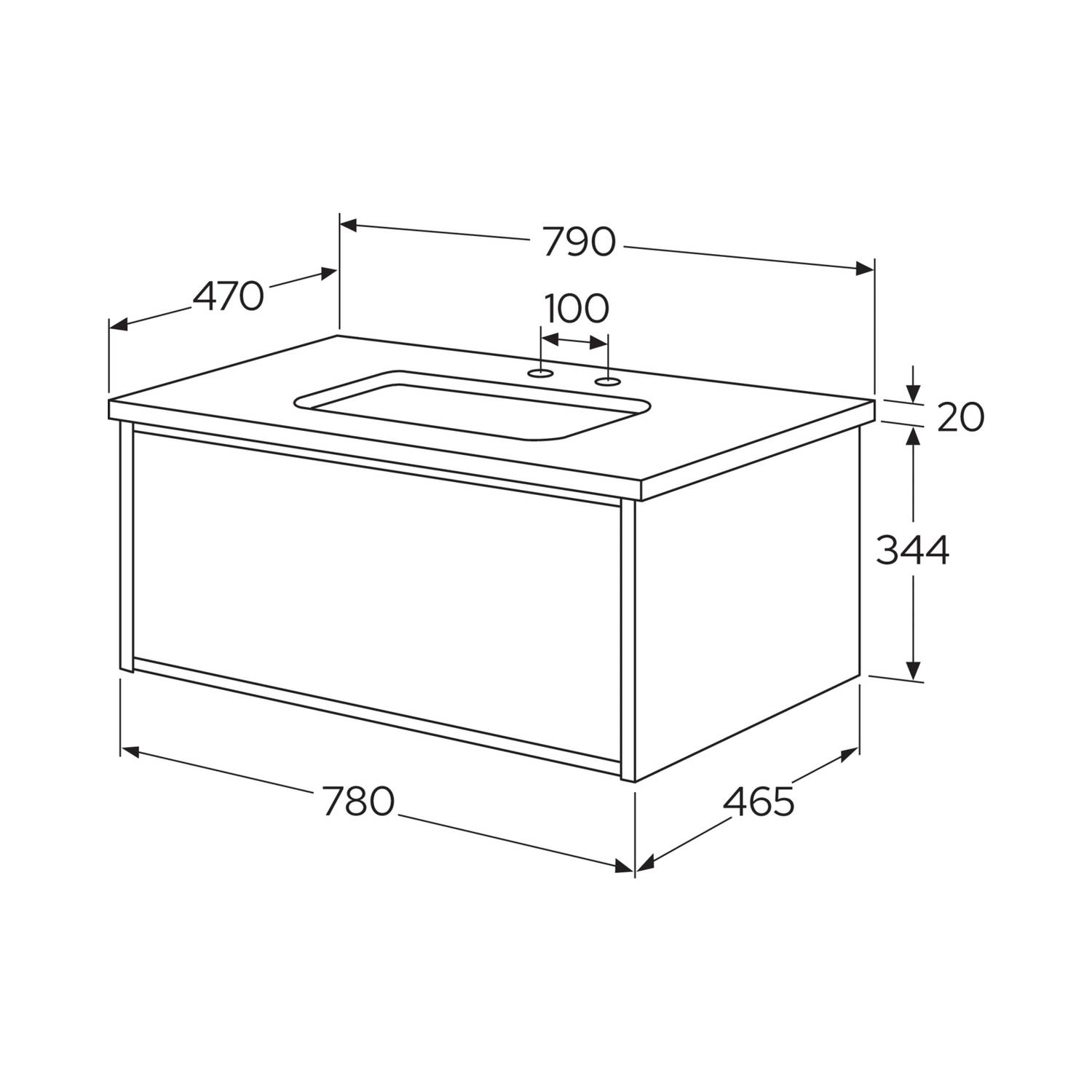 Tvättställskåp Gustavsberg Ducentic 80 cm med Stenbänkskiva, Underlimmat Tvättställ och Benställning