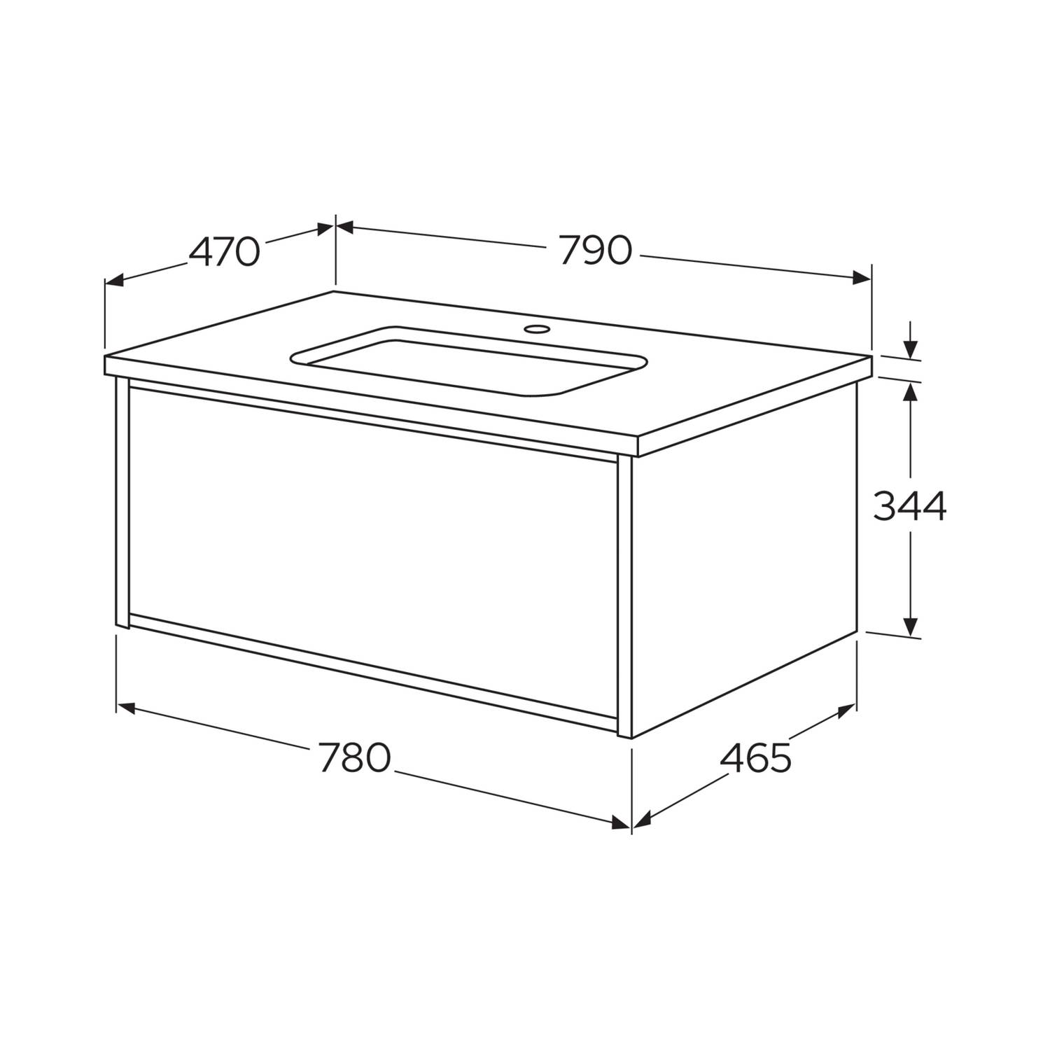 Tvättställskåp Gustavsberg Ducentic 80 cm med Stenbänkskiva och Underlimmat Tvättställ