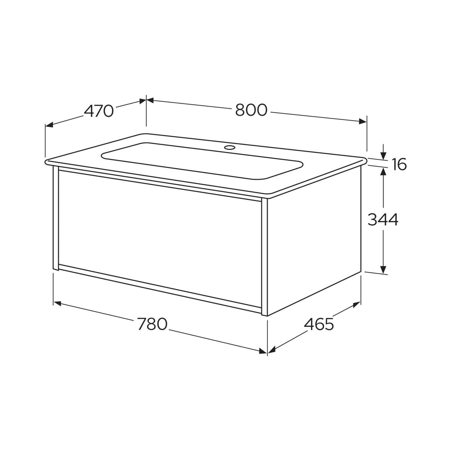 Tvättställskåp Gustavsberg Ducentic 80 cm med Tvättställ i Porslin och Benställning