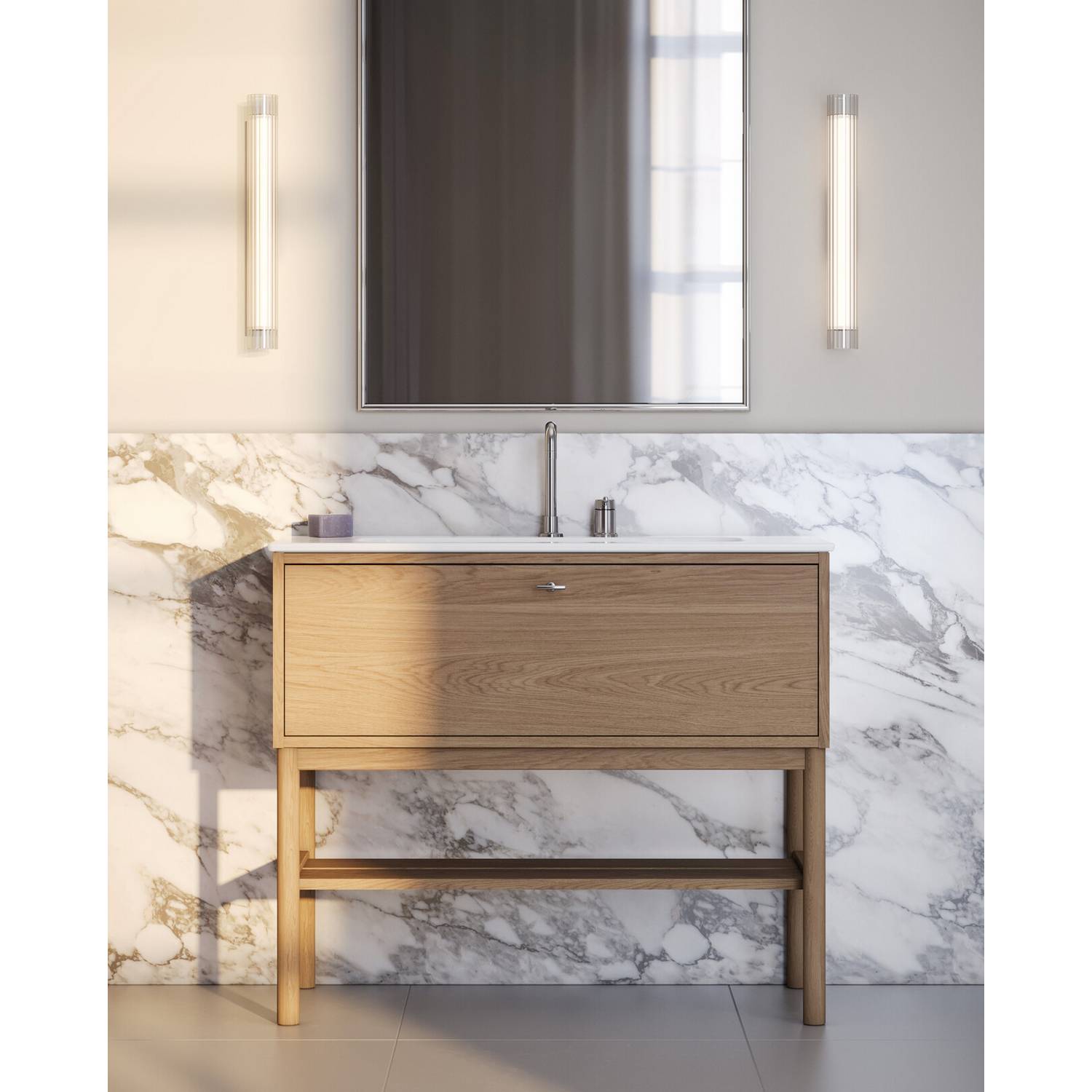 Tvättställskåp Gustavsberg Ducentic 100 cm med Tvättställ i Porslin och Benställning