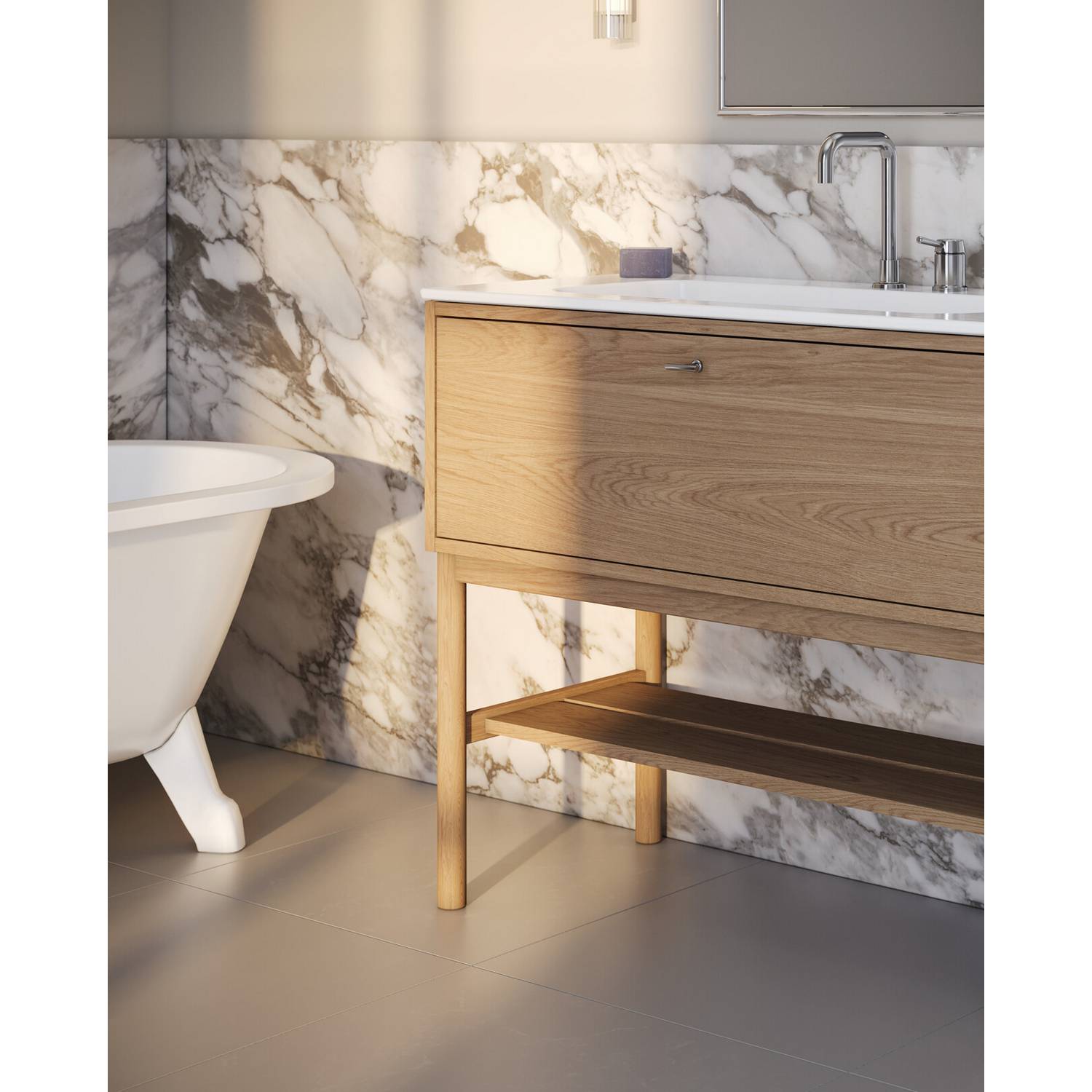 Tvättställskåp Gustavsberg Ducentic 80 cm med Tvättställ i Porslin och Benställning