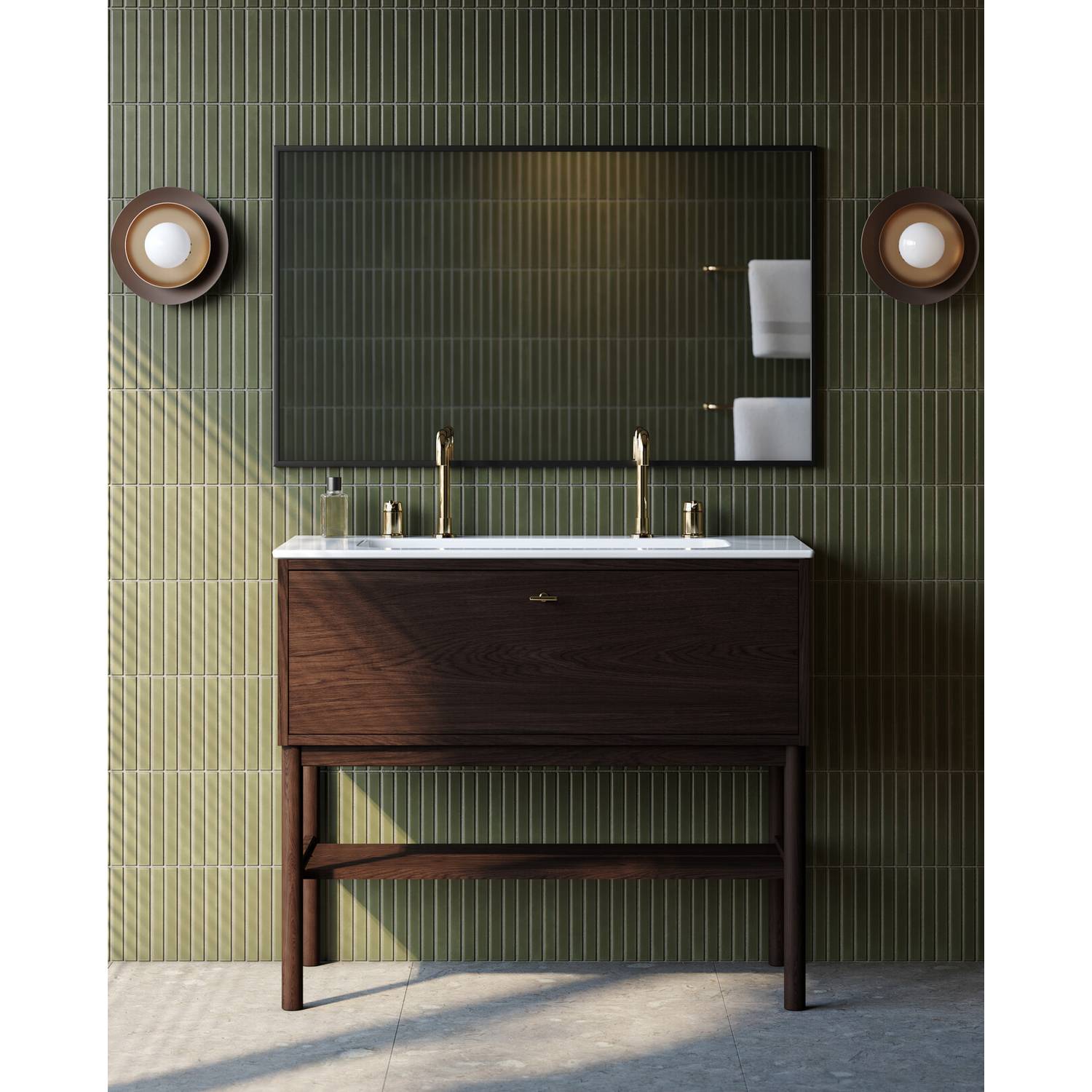 Tvättställskåp Gustavsberg Ducentic 100 cm med Tvättställ i Porslin och Benställning