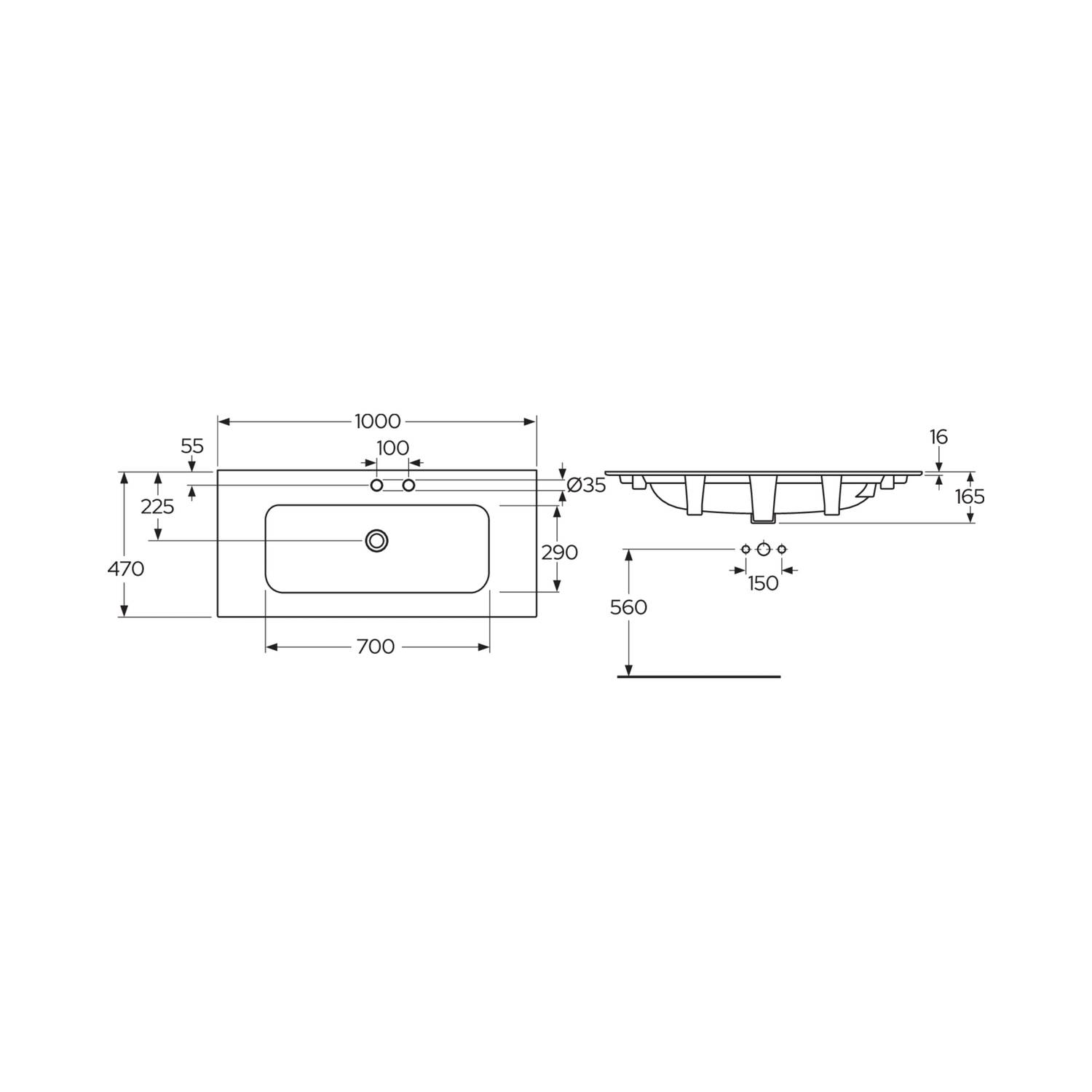 Tvättställ Gustavsberg Artic Slim 120 cm