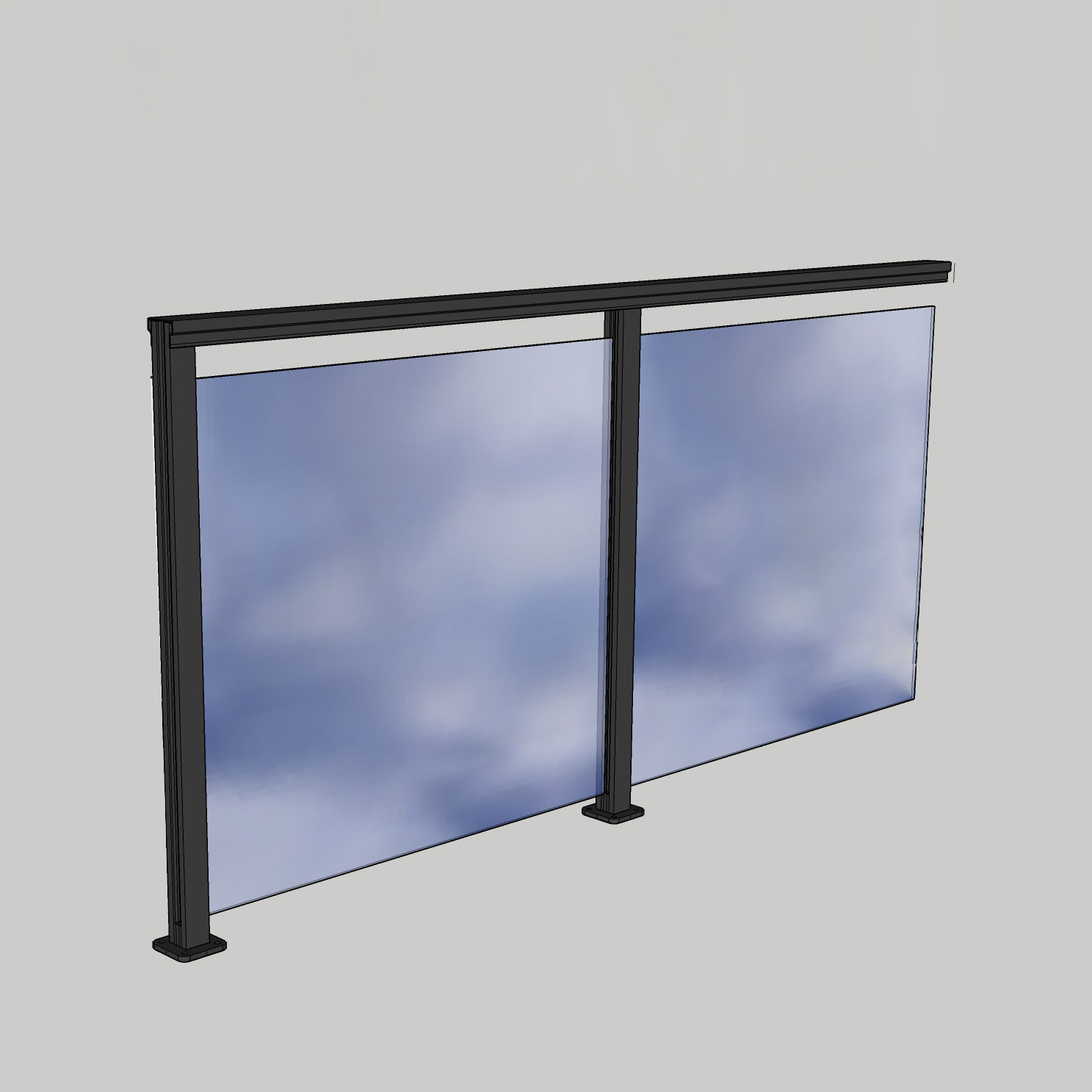 Glasräcke Novoroom Komplett Sektion H-P 2100x1100 mm Svart