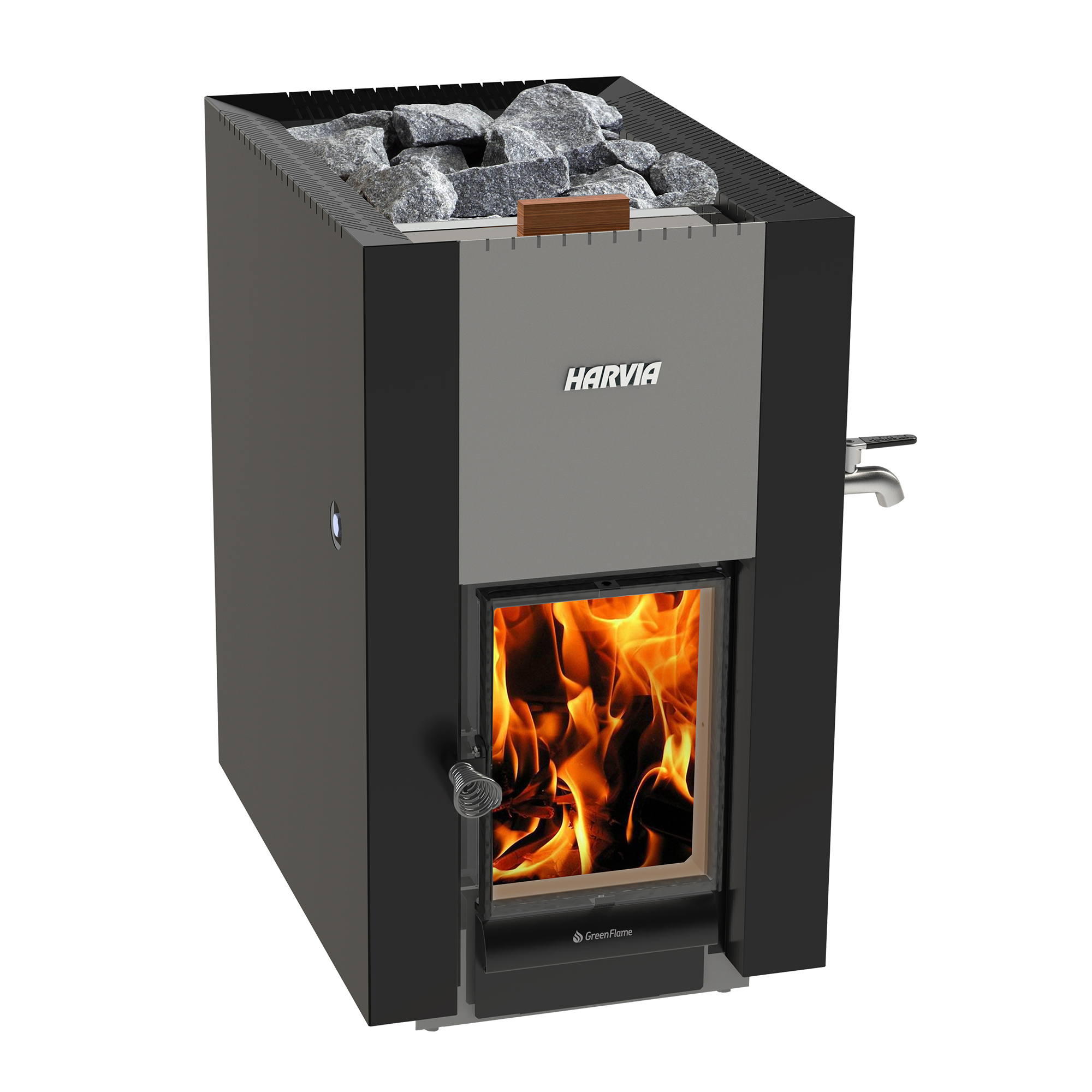 Vedfyrt Badstuovn Harvia 22 GreenFlame ES med Vanntank