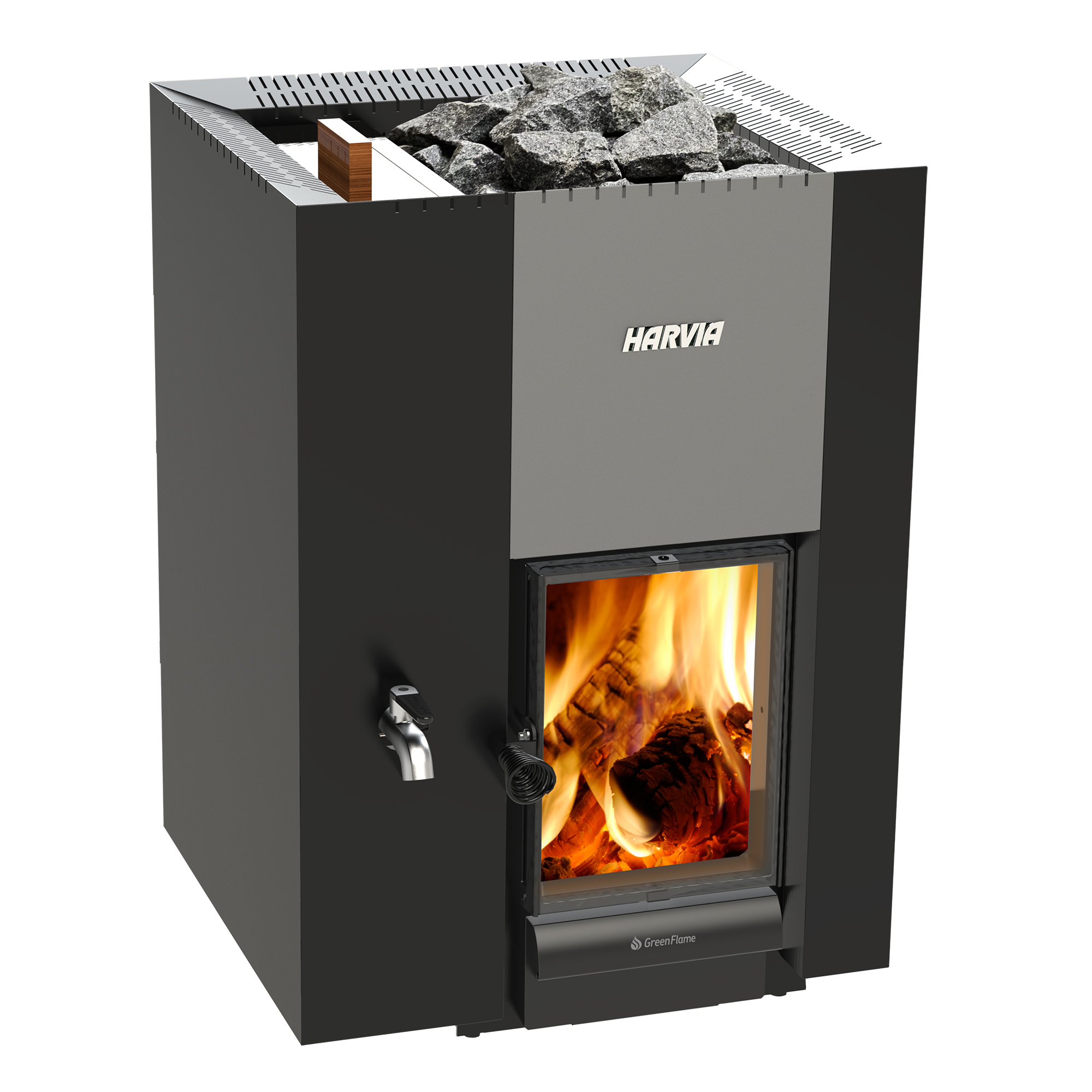 Vedfyrt Badstuovn Harvia 22 GreenFlame LS med Vanntank