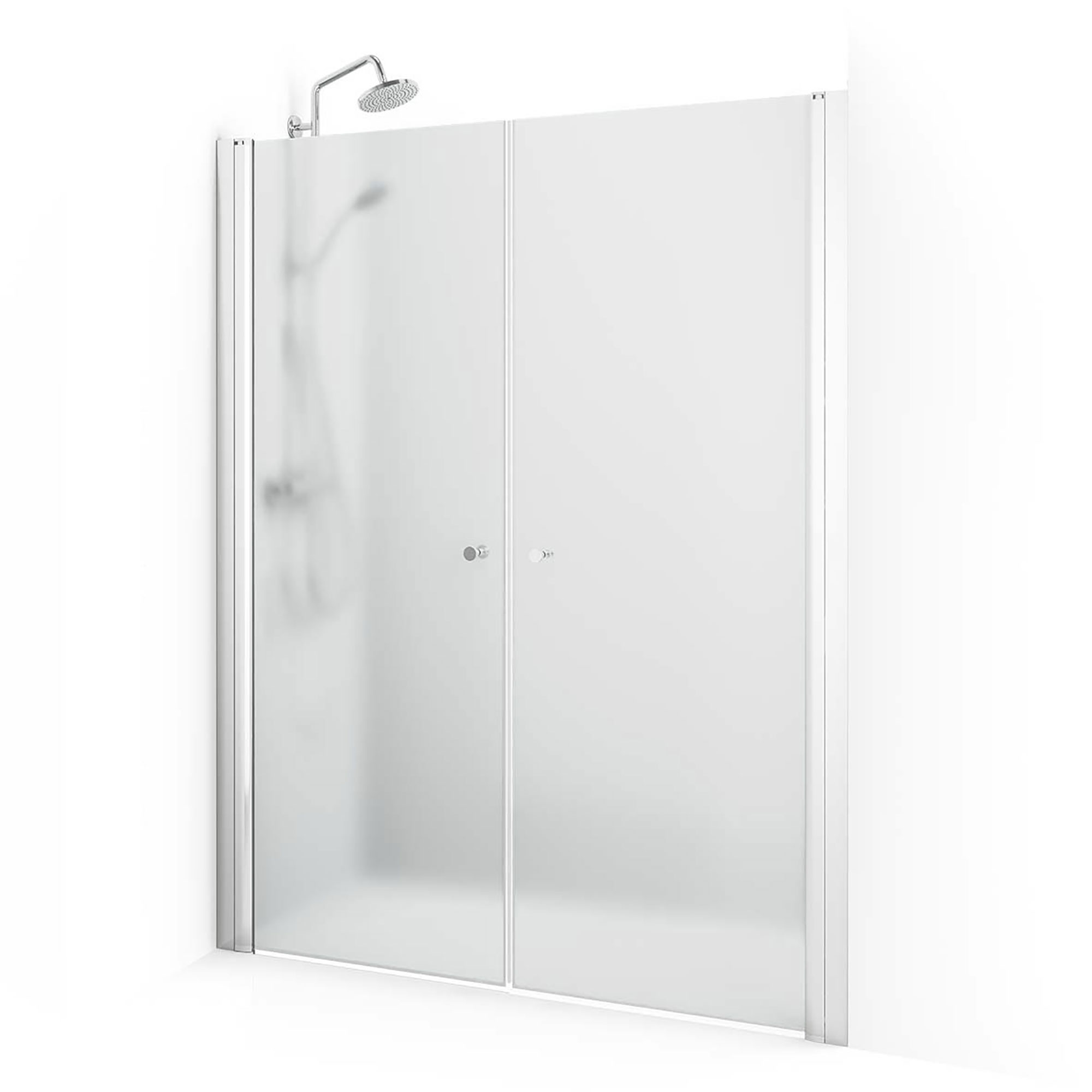 Duschdörr Macro Design Spirit Saloon 1135-1170x1970 mm, Krom, Frostat glas med Knopp