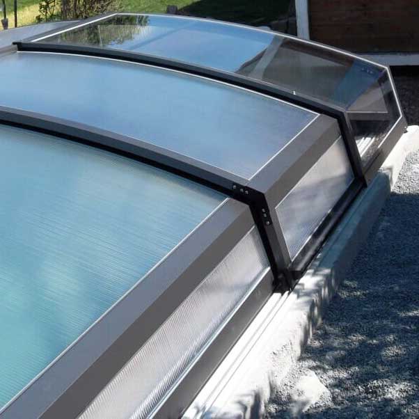 Pooltak Mountfield Compact Imperial Low IL-4-430 med sidodörr Antracit Klarglas