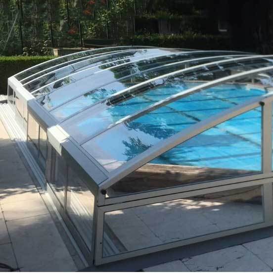 Pooltak Mountfield Compact Imperial Medium IM-4-425 med sidodörr Silvereloxerad Klarglas