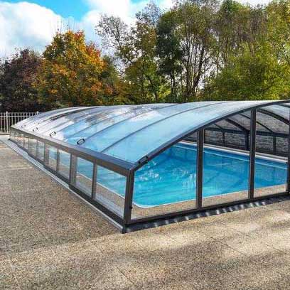 Pooltak Mountfield Compact Imperial Medium IM-3-330 med sidodörr Silvereloxerad Klarglas