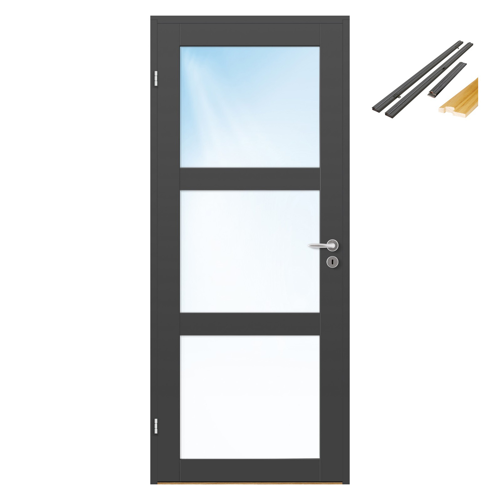 Innerdør Bygg1 Base 3 Klarglass med Karmsett