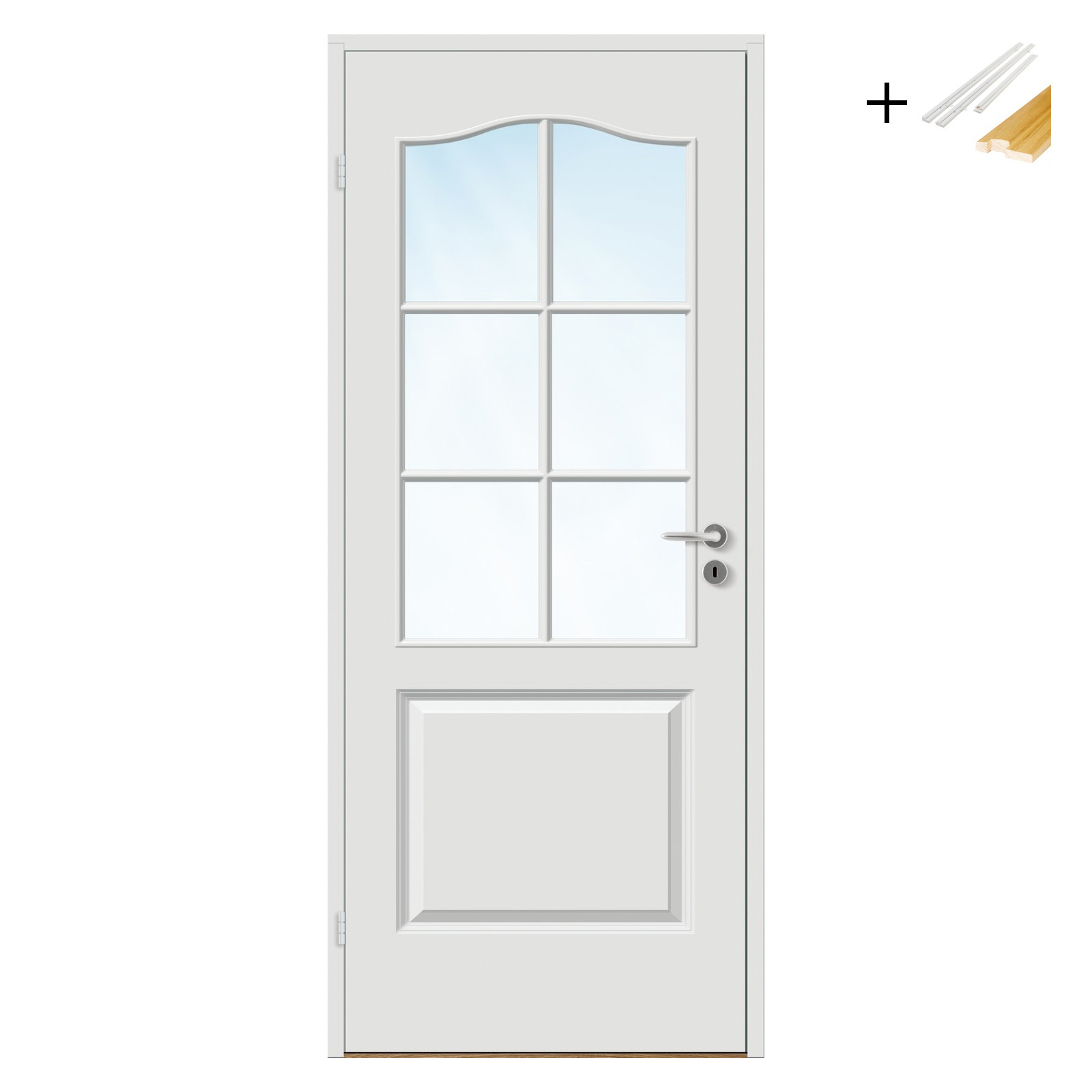 Innerdør Bygg1 Mia HW Hvit Klarglass med Karmsett