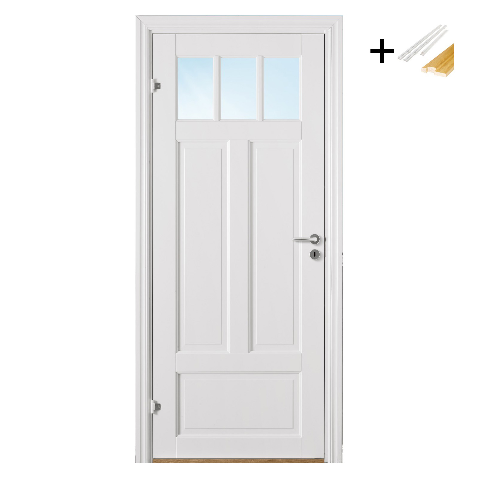 Innerdør Bygg1 Odin 3R Hvit Glass med Karmsett