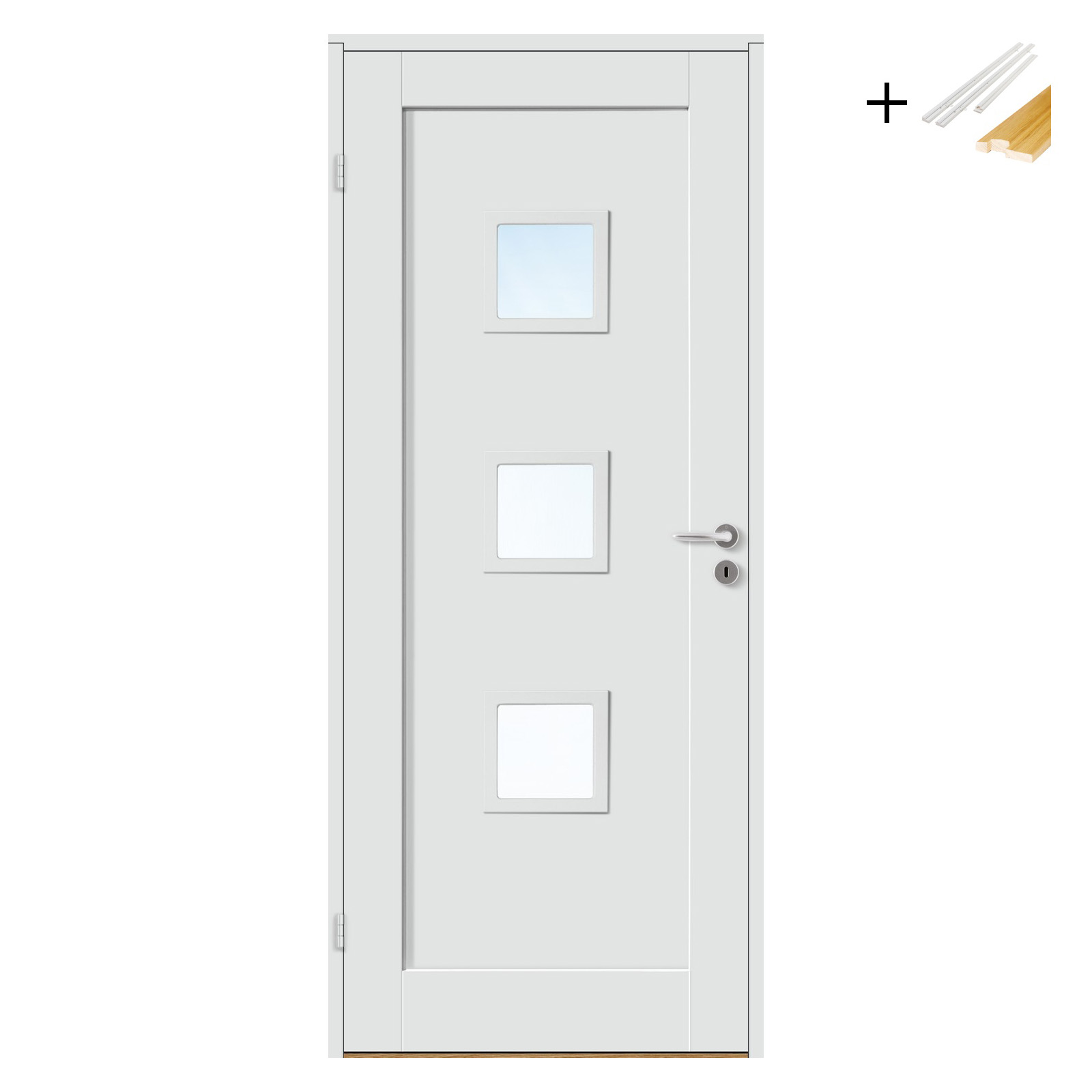 Innerdør Bygg1 Stil 1 F3 Hvit Glass med Karmsett