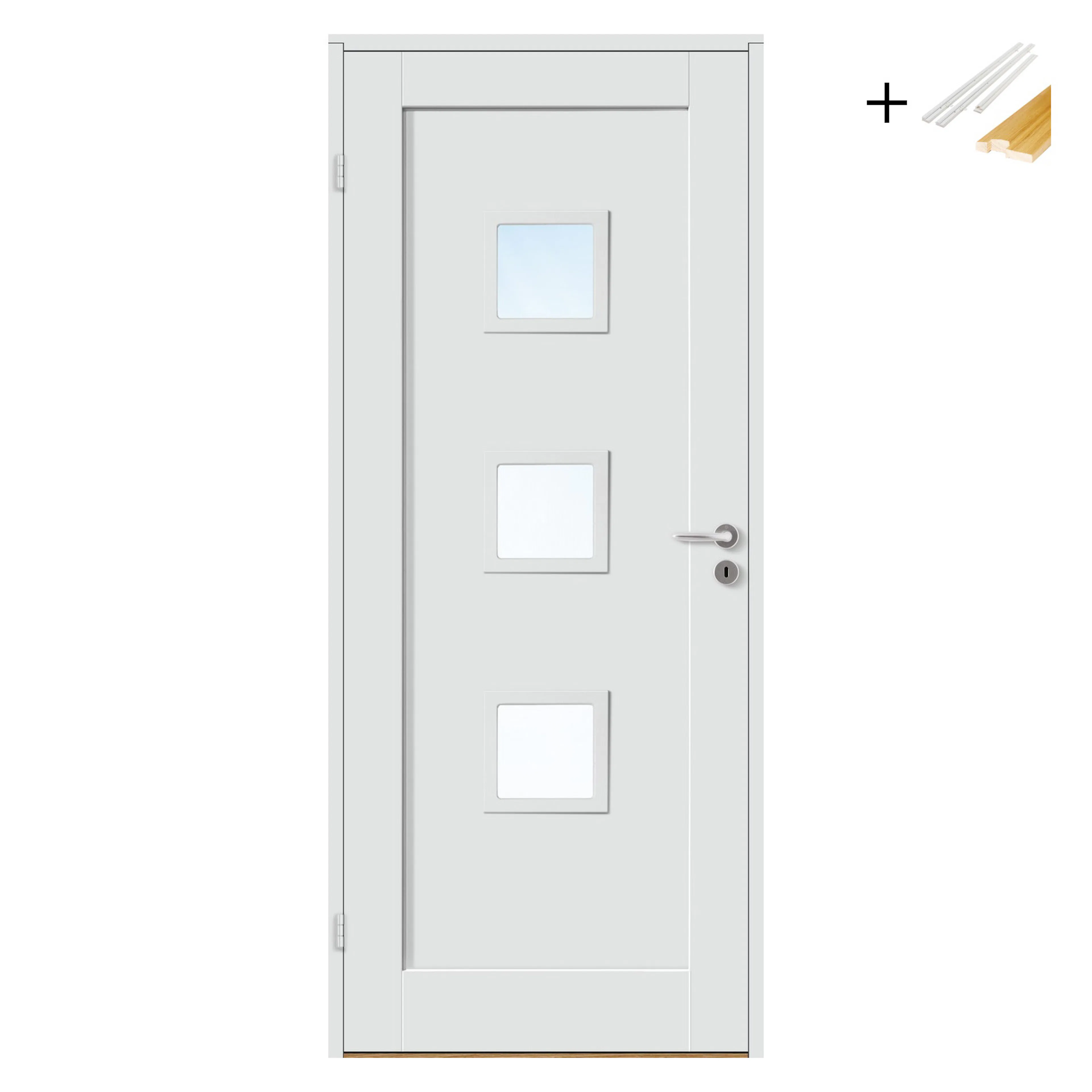 Innerdør Bygg1 Stil 1 F3 Hvit Glass med Karmsett