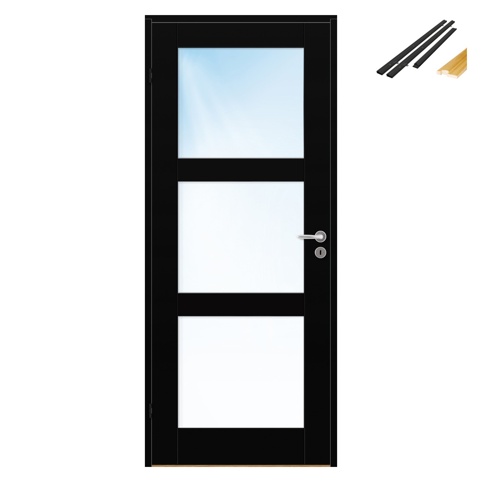 Innerdør Bygg1 Stil 3 Klarglass med Karmsett