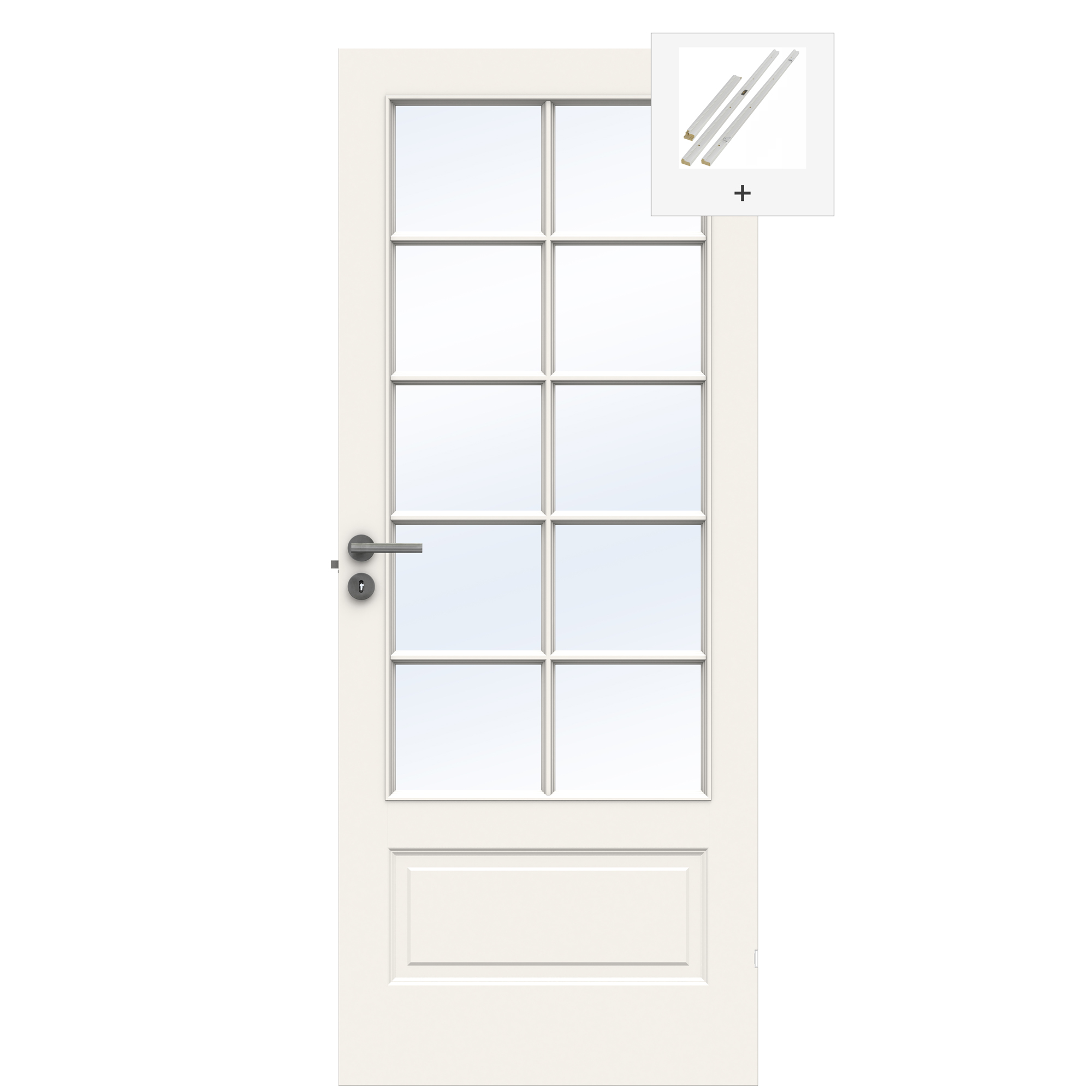 Innerdør Swedoor Compact SP10 Hvit Fasettslipt Glass med Karmsett