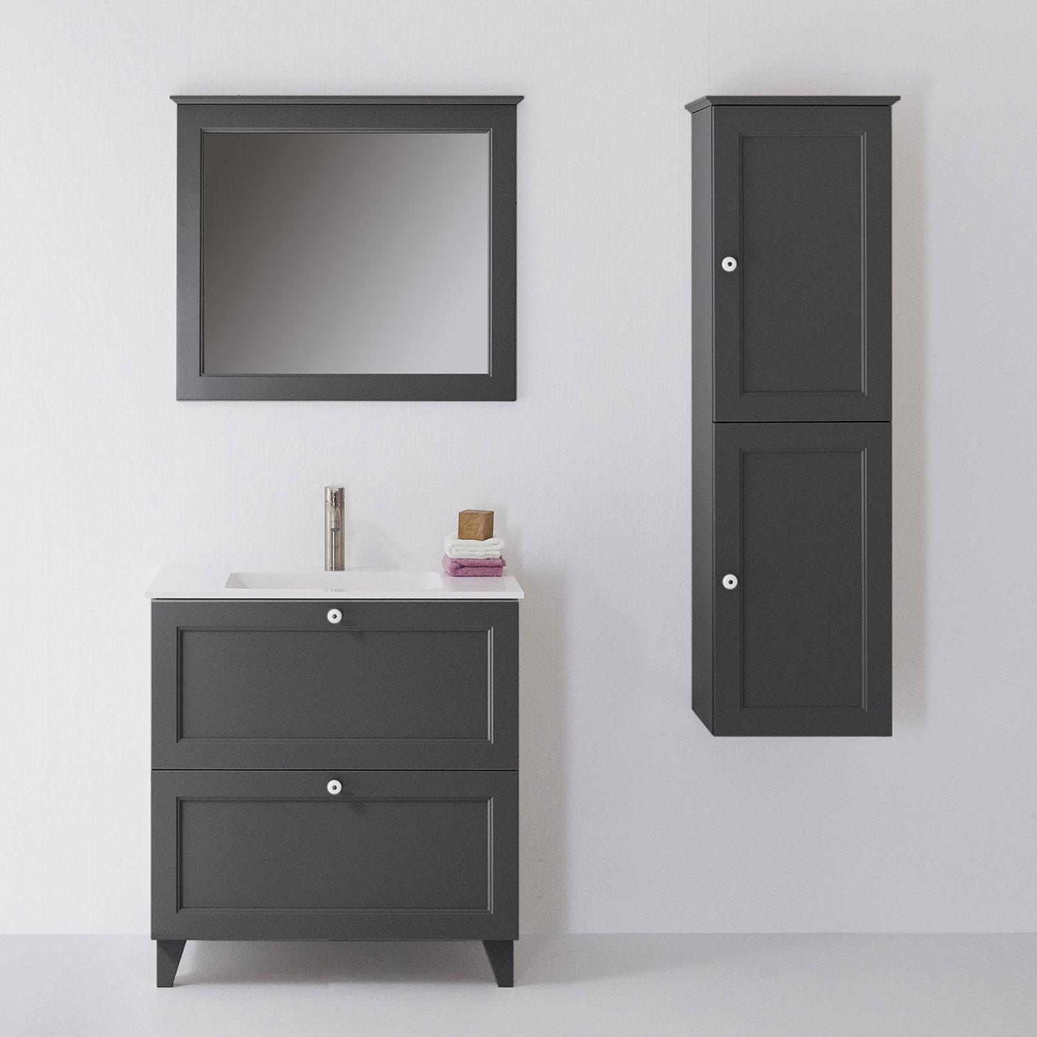 Spegel Swebad Kläppen med Belysning 800 mm, Grafit