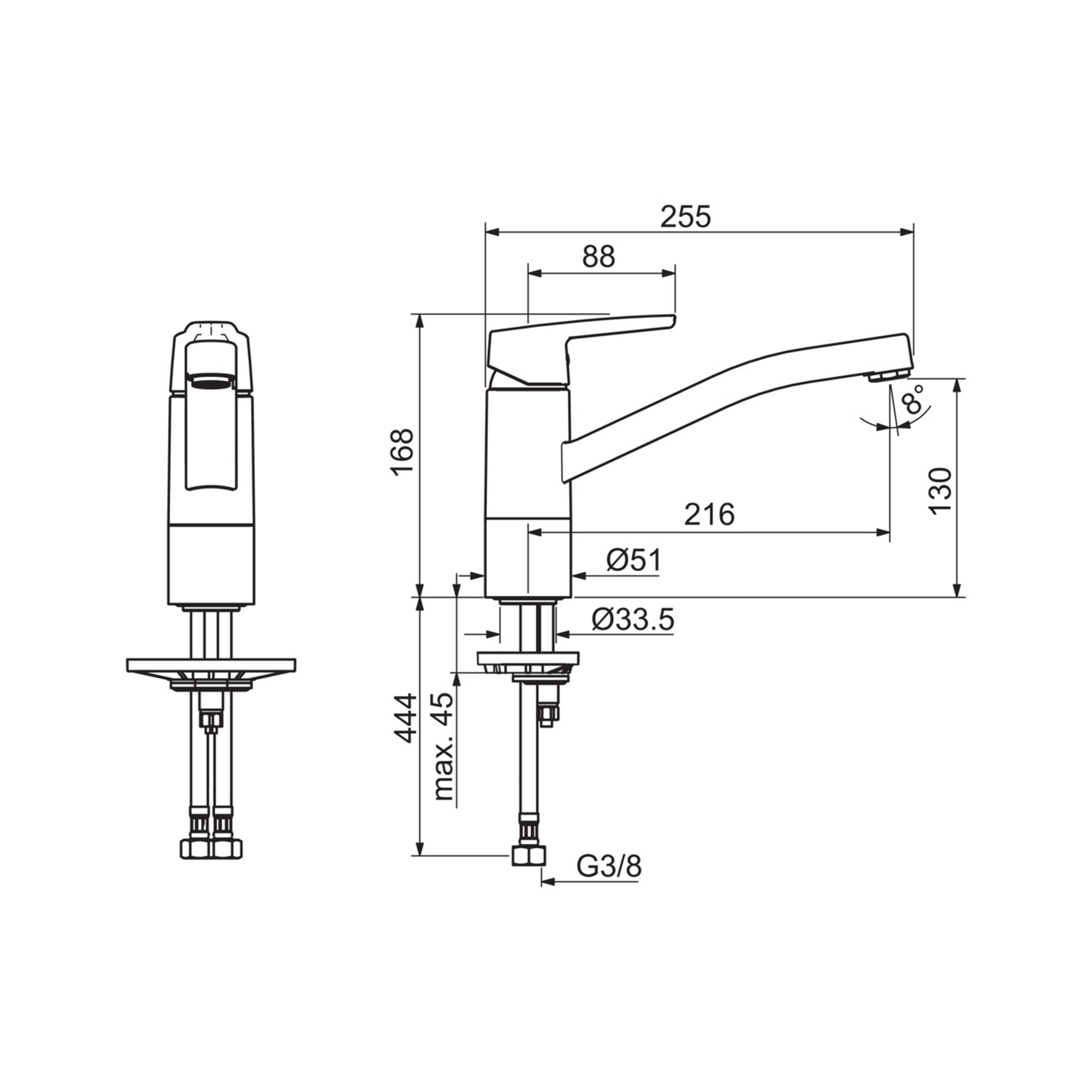Kjøkkenbatteri Oras Saga med Lav Tut