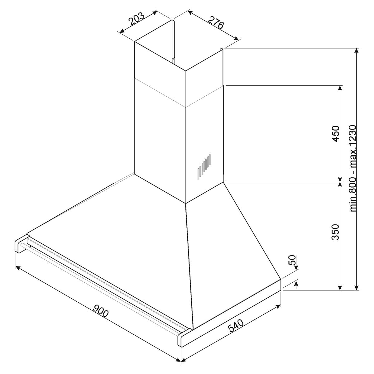 Kjøkkenvifte Smeg Classic KD90H Veggmontert