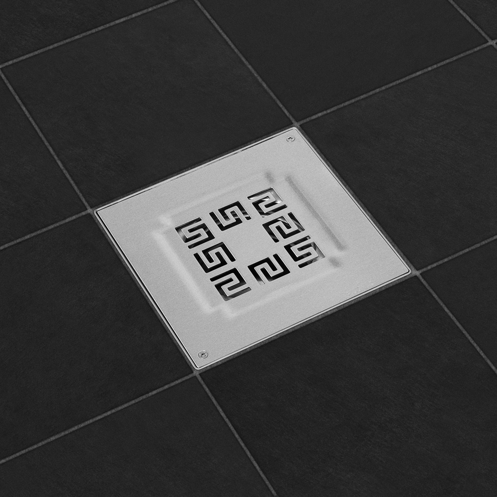 Komplett Golvbrunn Blücher Drain Multi 200x200 mm med Bottenutlopp Athens