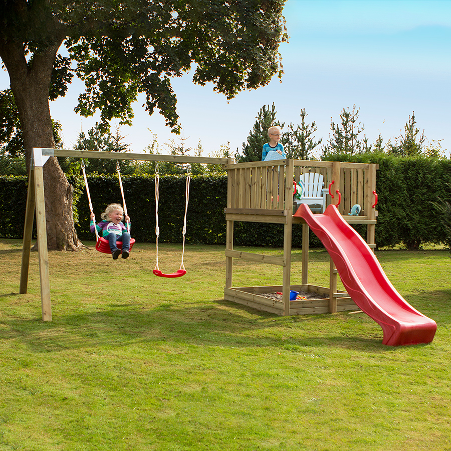 Leketårn PLUS Play med Huskestativ og Rutsjebane