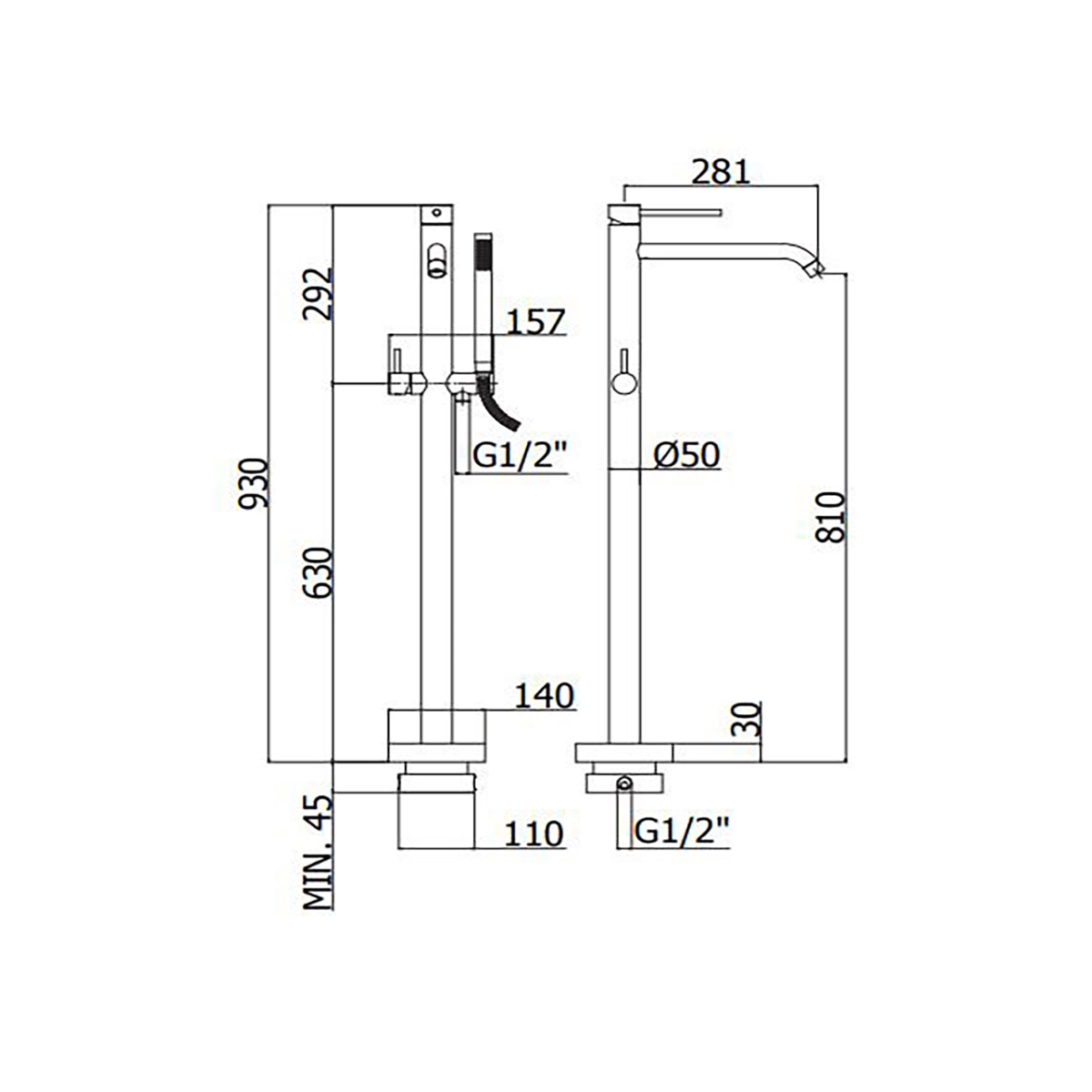 Badkarsblandare Strømberg Ligro Fristående