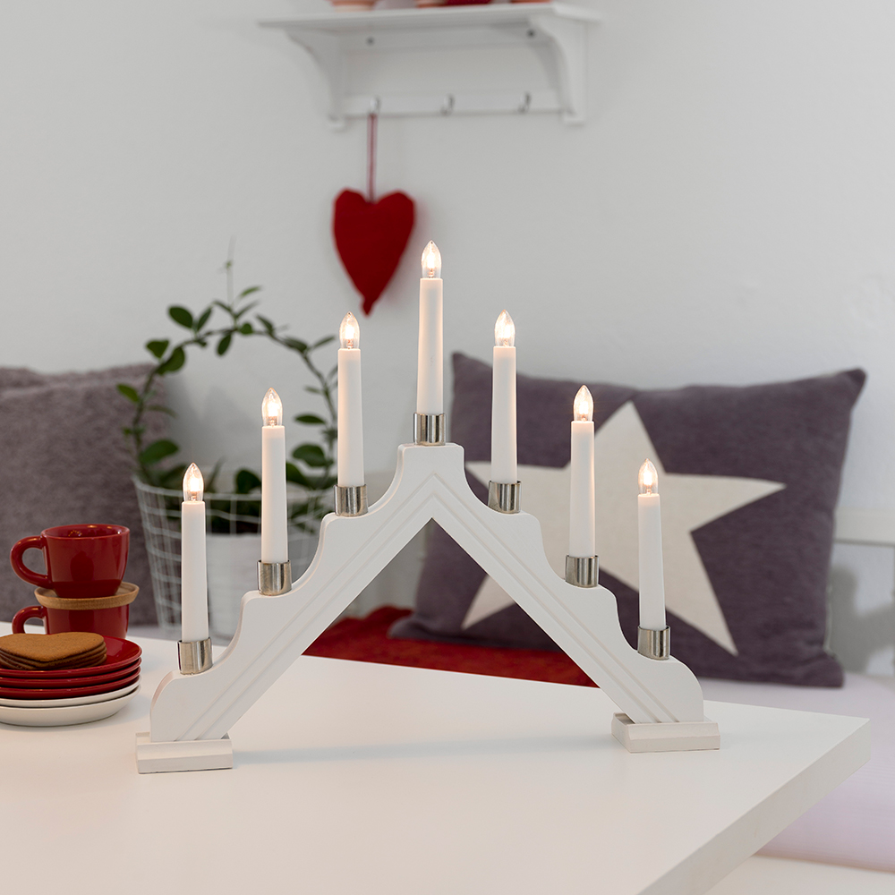 Adventstake Gnosjö Konstsmide 7L med Dekorasjonshylser