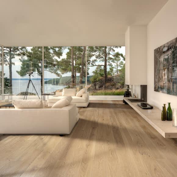 Trägolv Kährs Nouveau White Mattlackad Borstad Vit Ek 1-stav